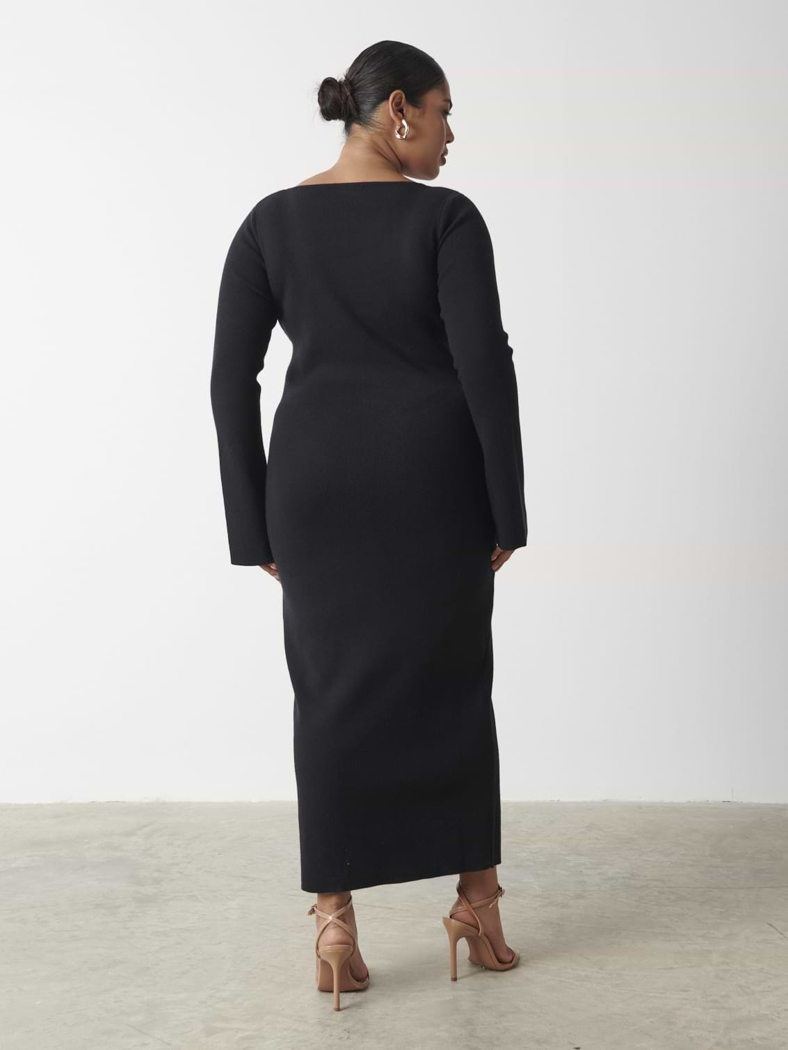 Jacklin Wrap Midaxi Dress Curve - Black