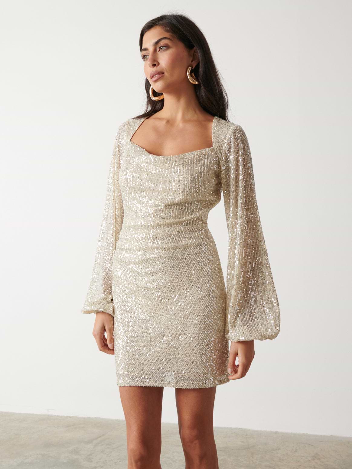 Janis Sequin Mini Dress - Silver