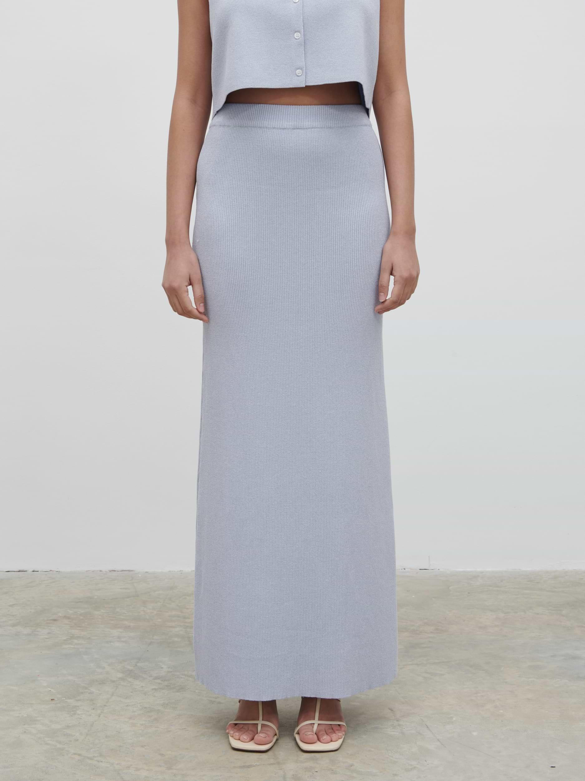 Jasmin Knit Maxi Skirt - Blue Marl