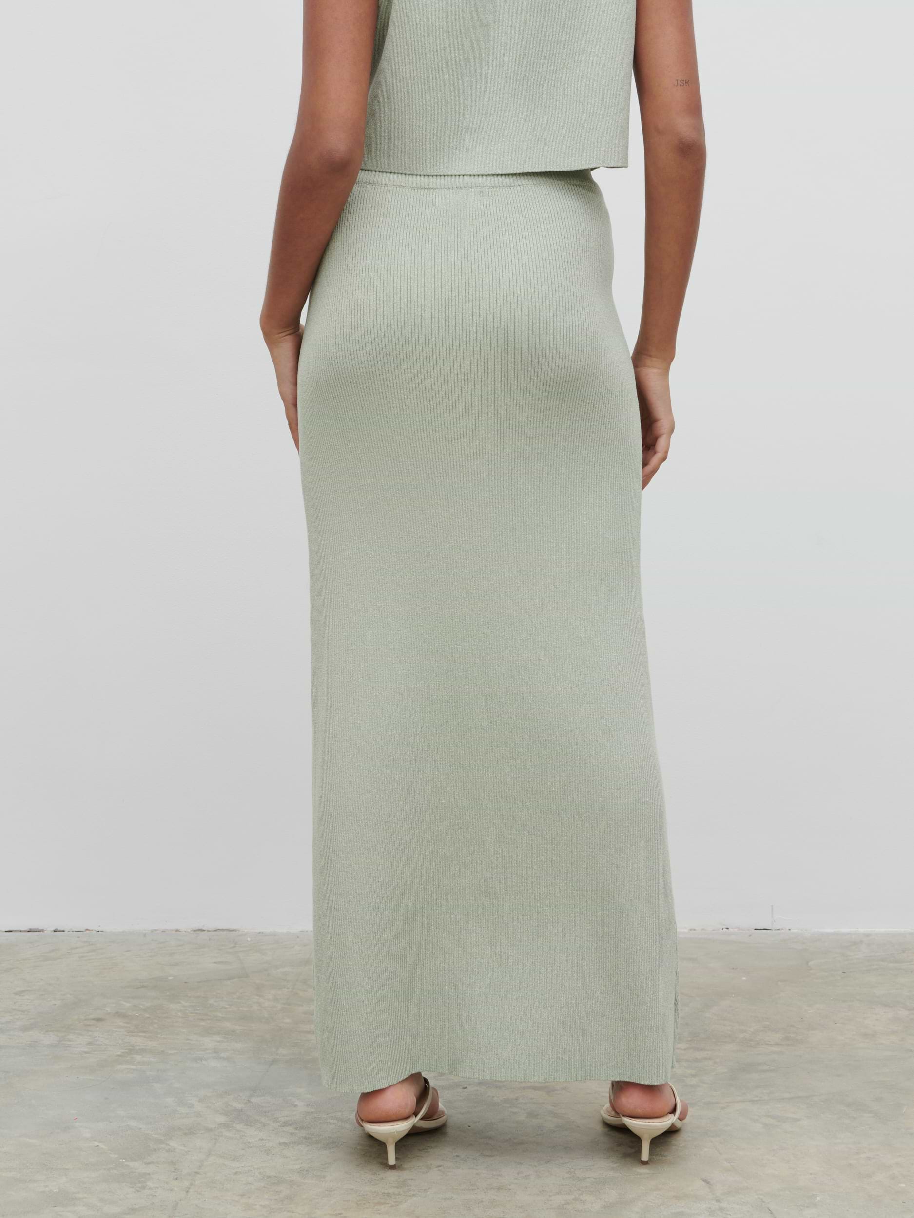 Jasmin Knit Maxi Skirt - Green Marl
