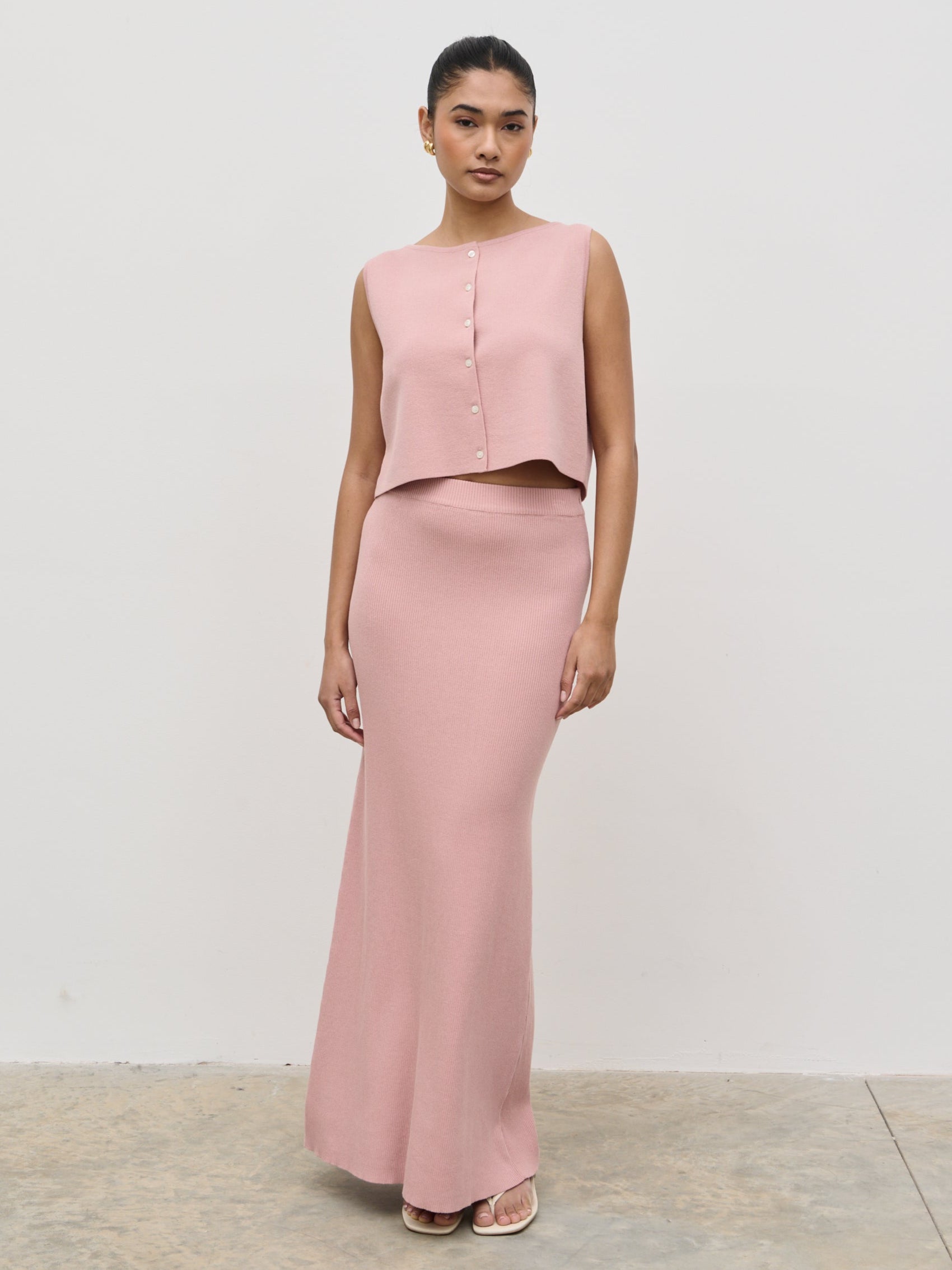Jasmin Knit Maxi Skirt - Pink