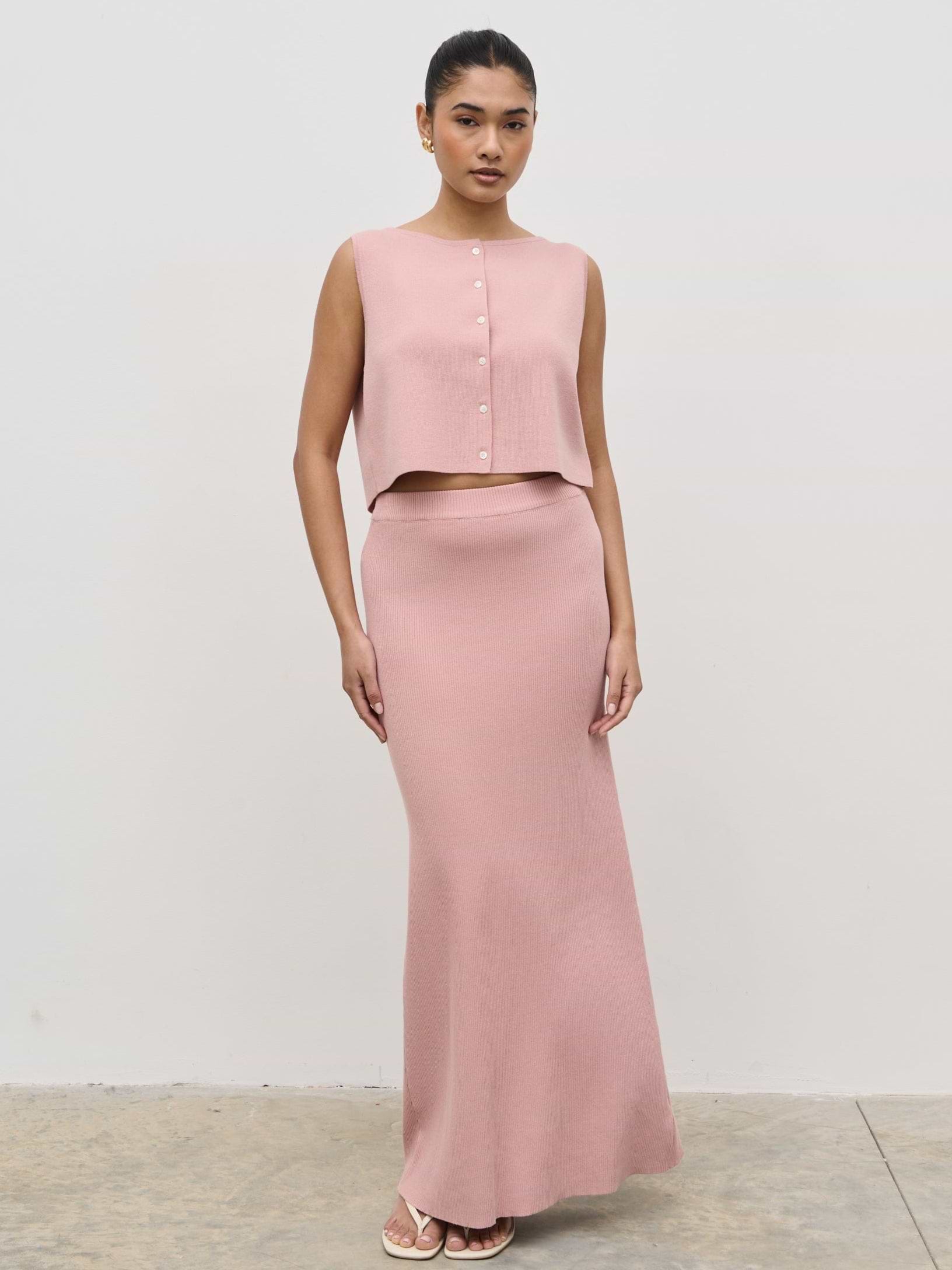 Jasmin Knit Maxi Skirt - Pink