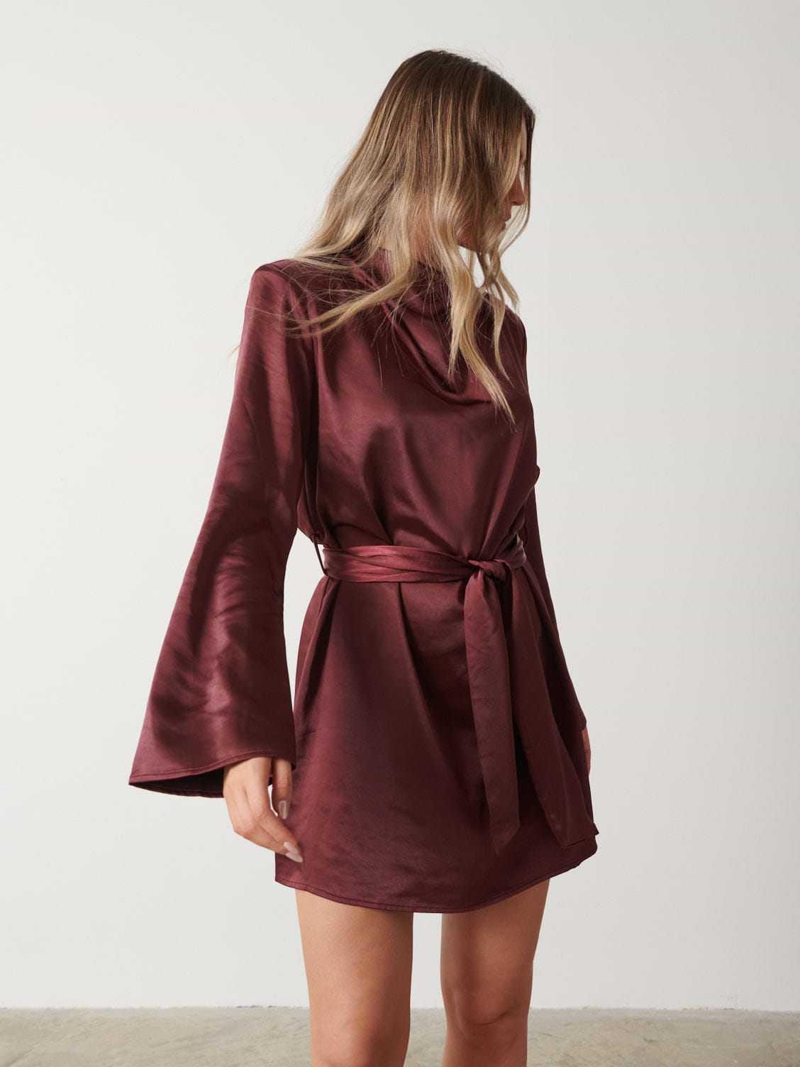Jayda Cowl Neck Dress - Wine