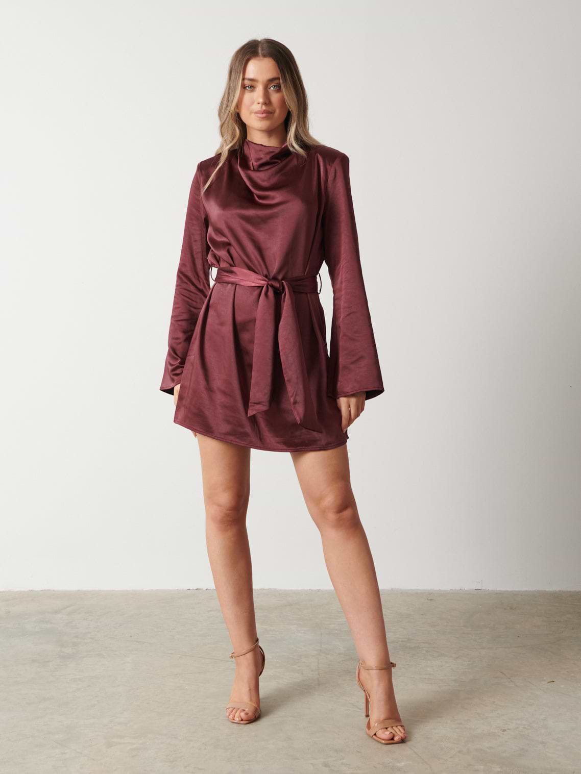 Jayda Cowl Neck Dress - Wine