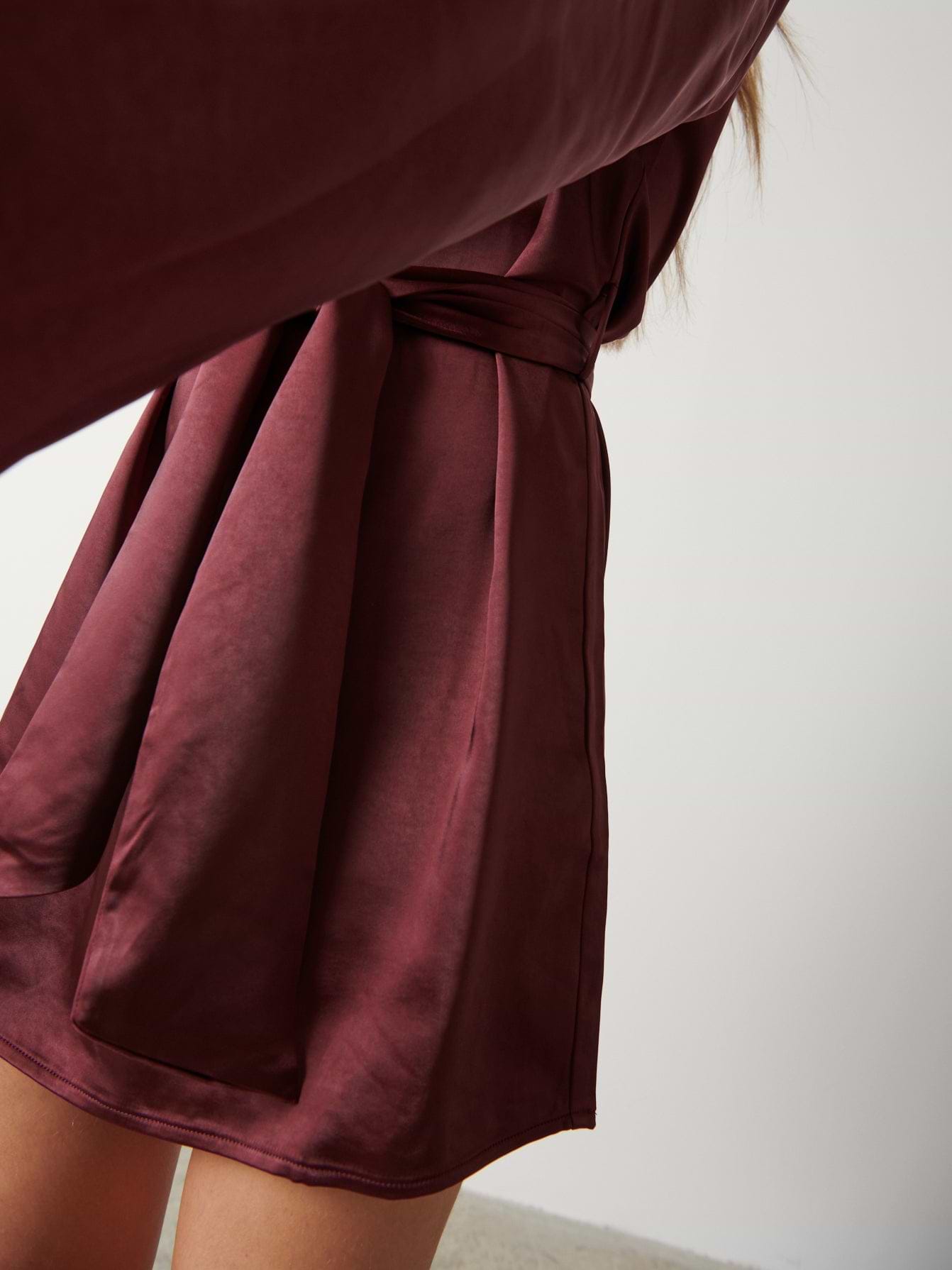 Jayda Cowl Neck Dress - Wine