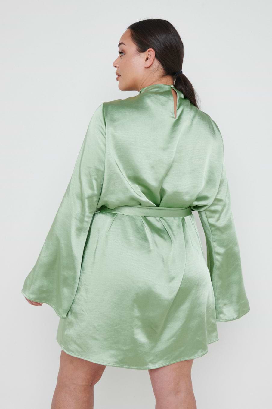 Jayda Cowl Neck Dress Curve - Soft Olive