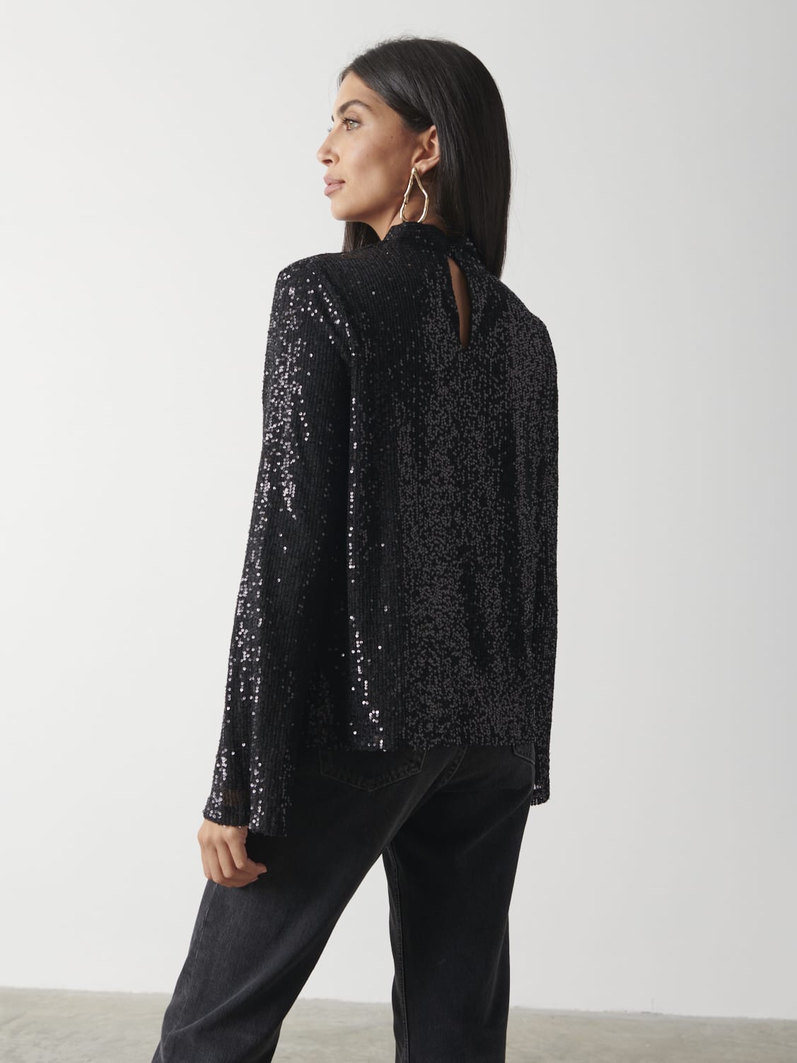 Jayda Sequin Blouse - Black