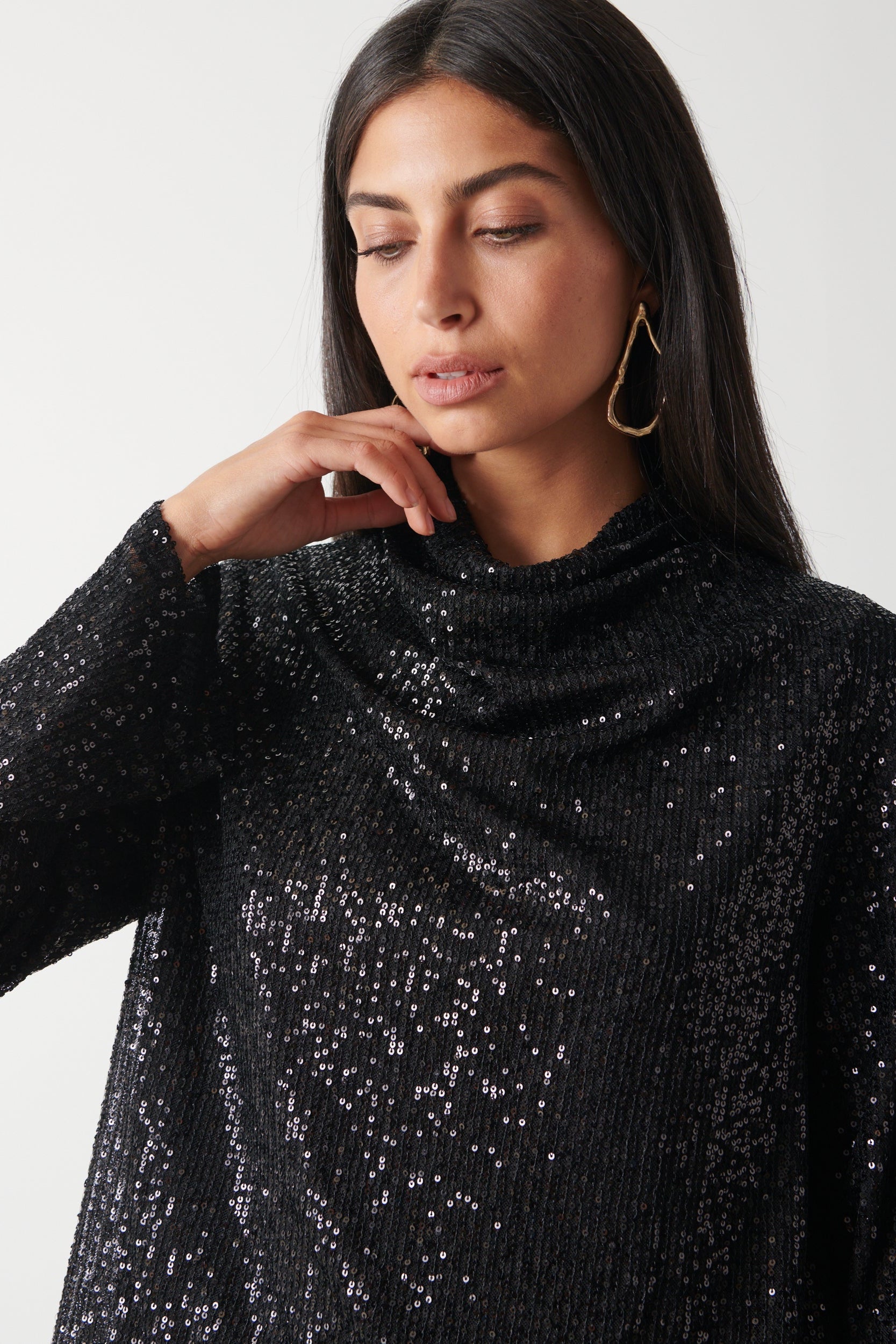 Jayda Sequin Blouse - Black
