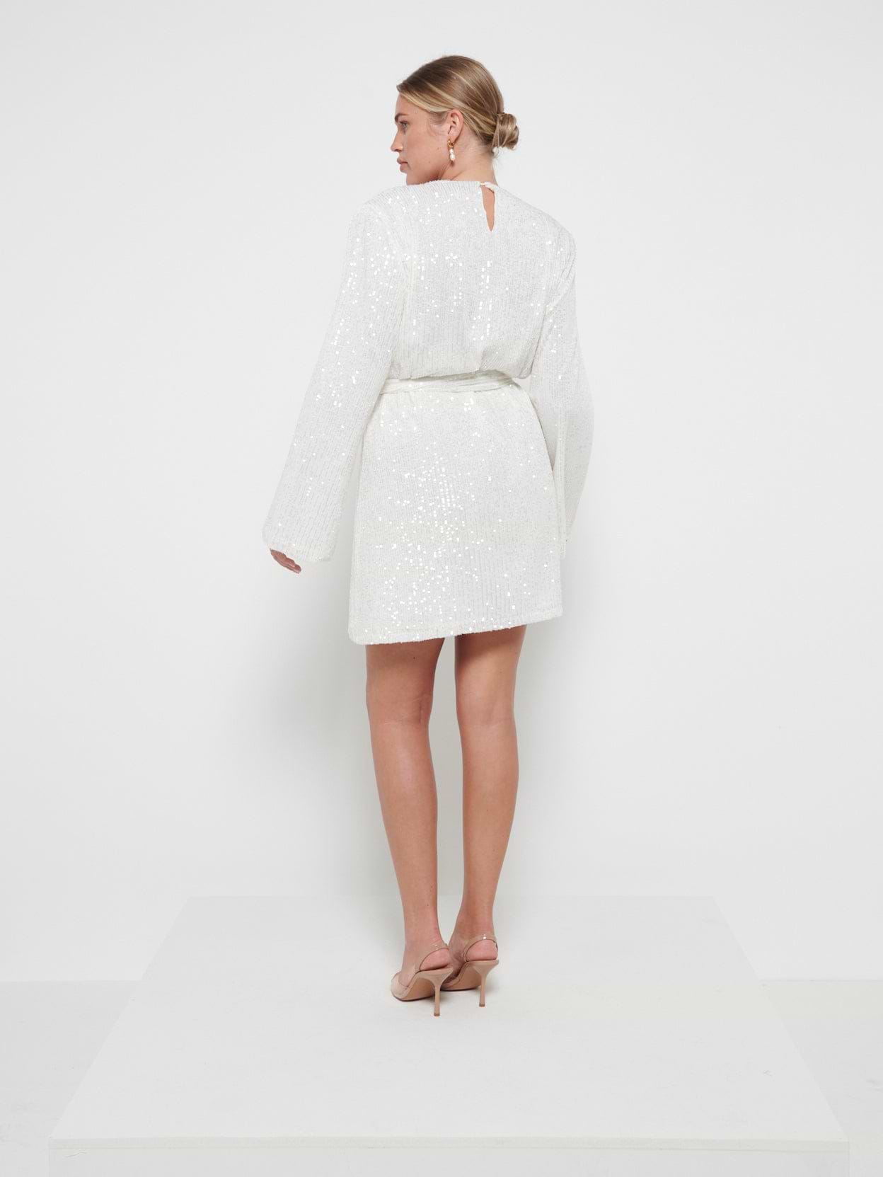Jayda Sequin Cowl Neck Dress - Ivory