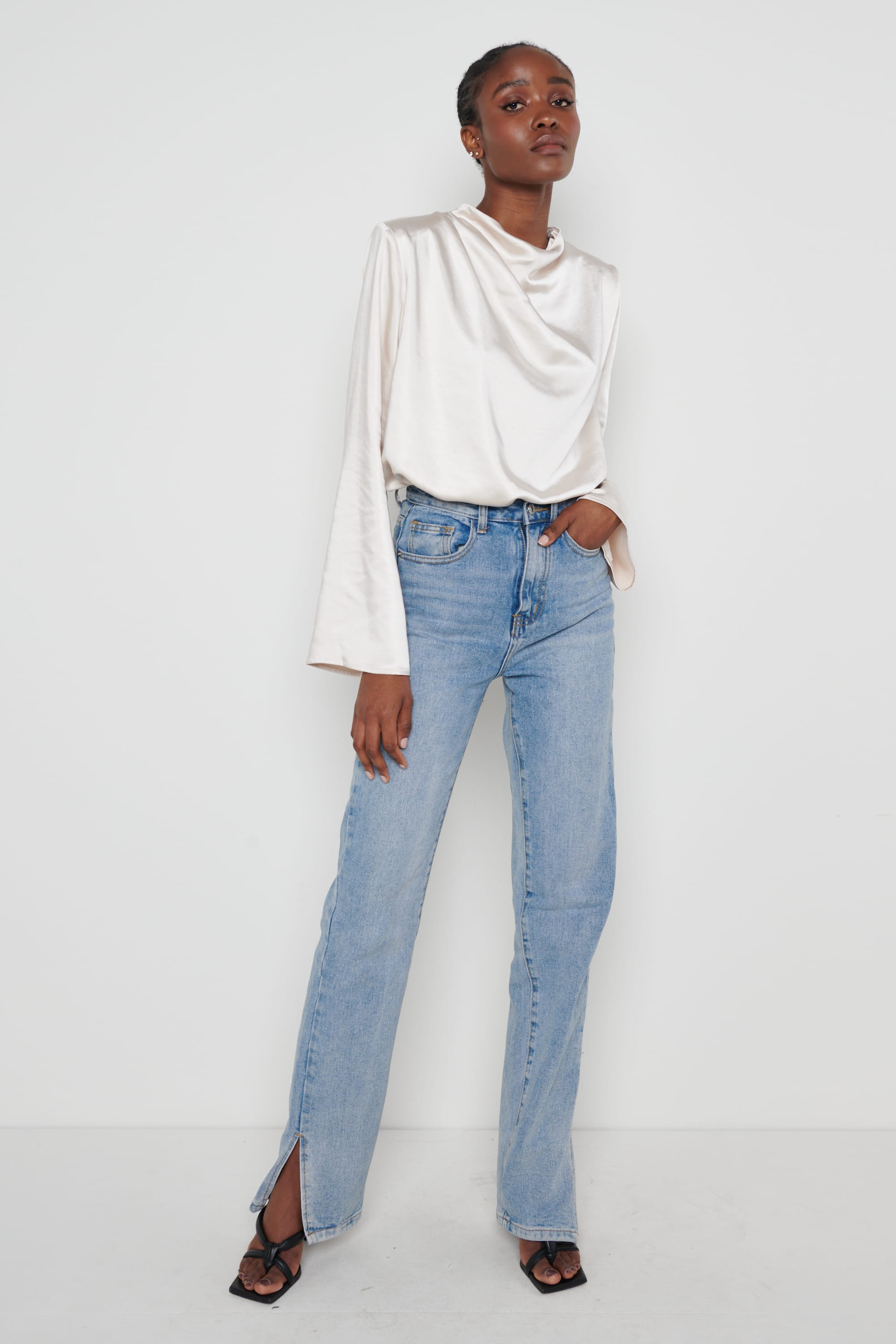 Jayda Cowl Neck Blouse- Oyster