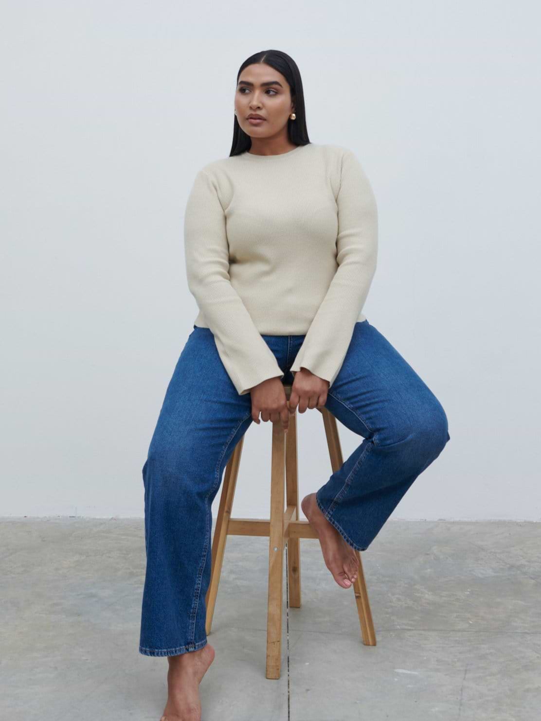 Jayla Long Sleeve Knit Top - Beige