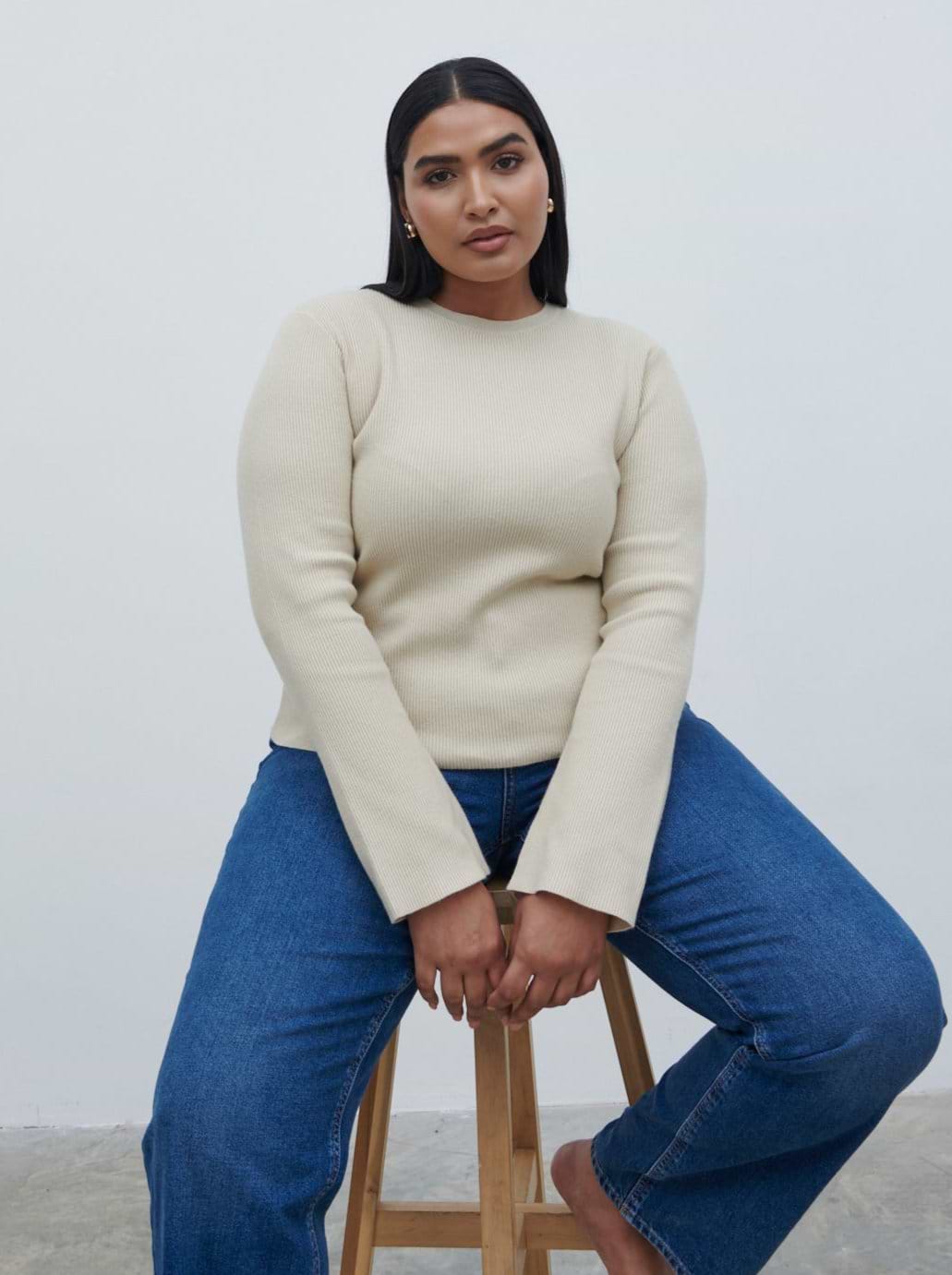 Jayla Long Sleeve Knit Top - Beige