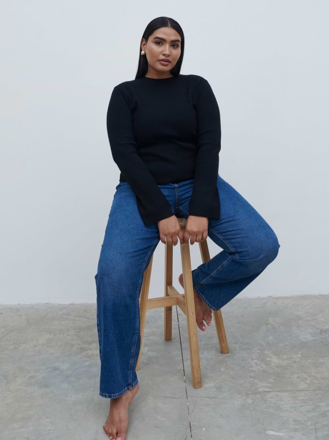 Jayla Long Sleeve Knit Top - Black