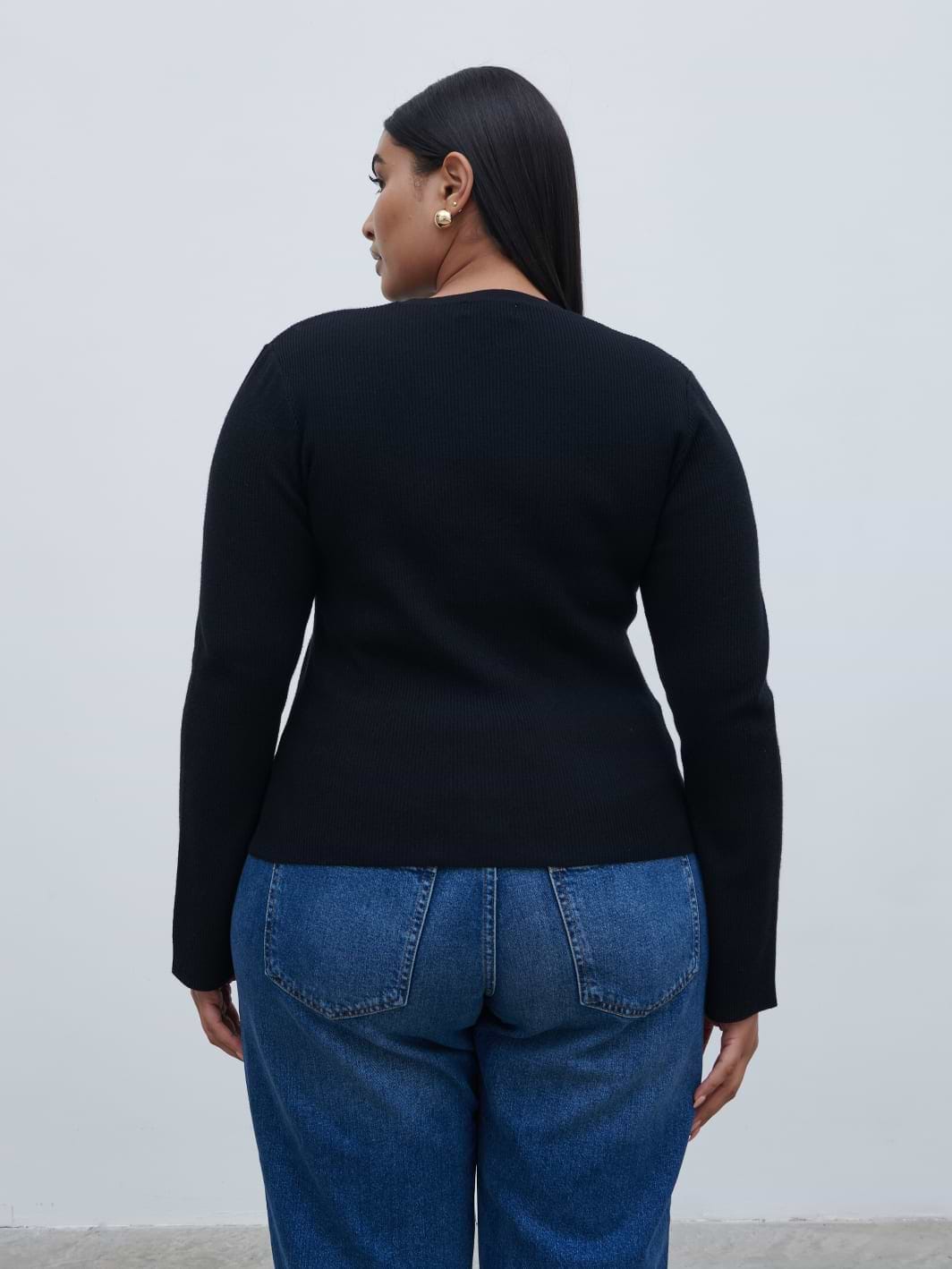 Jayla Long Sleeve Knit Top - Black