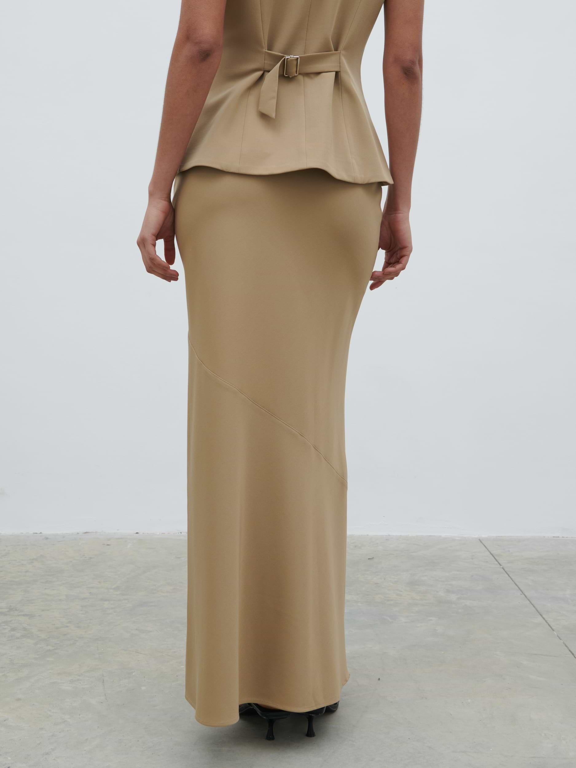 Jean Asymmetric Maxi Skirt - Camel Beige