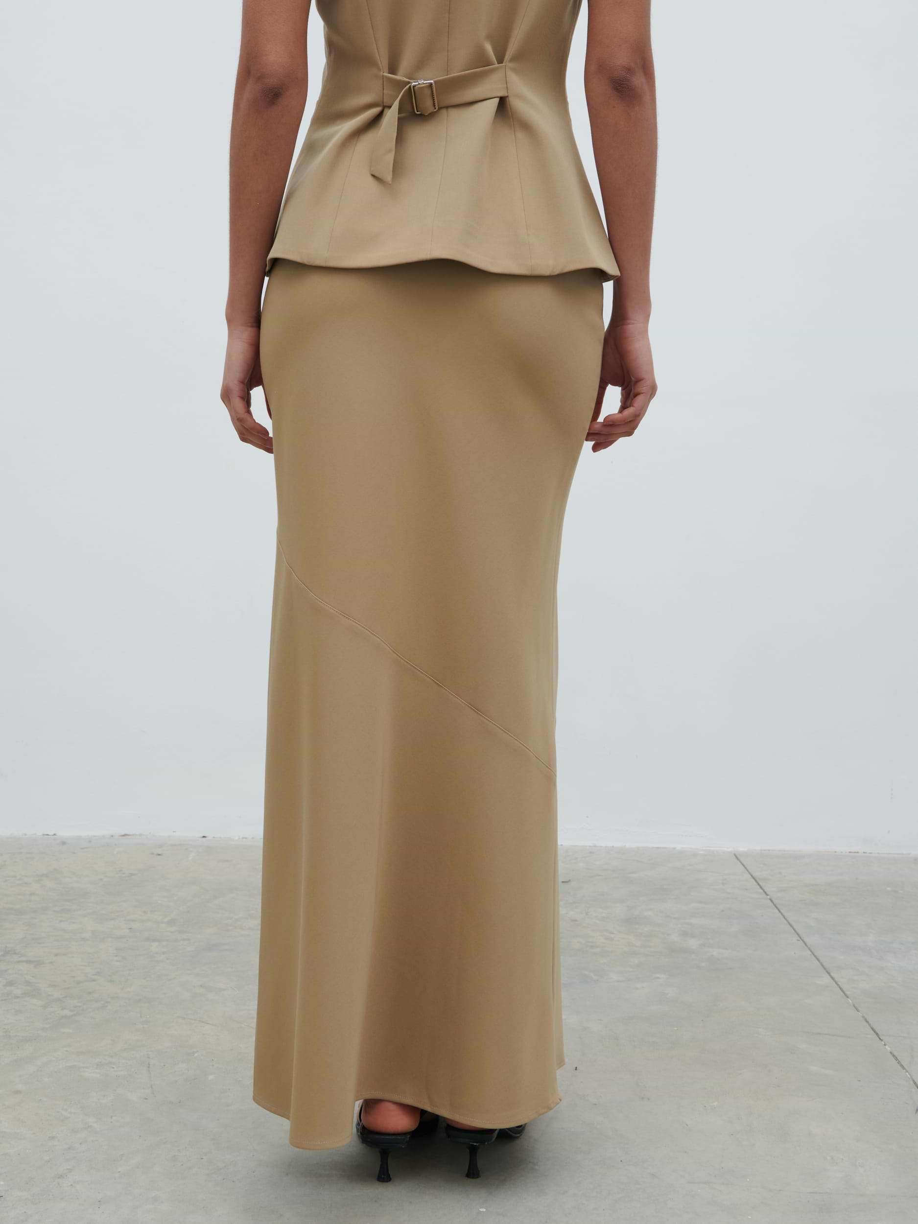 Jean Asymmetric Maxi Skirt - Camel Beige