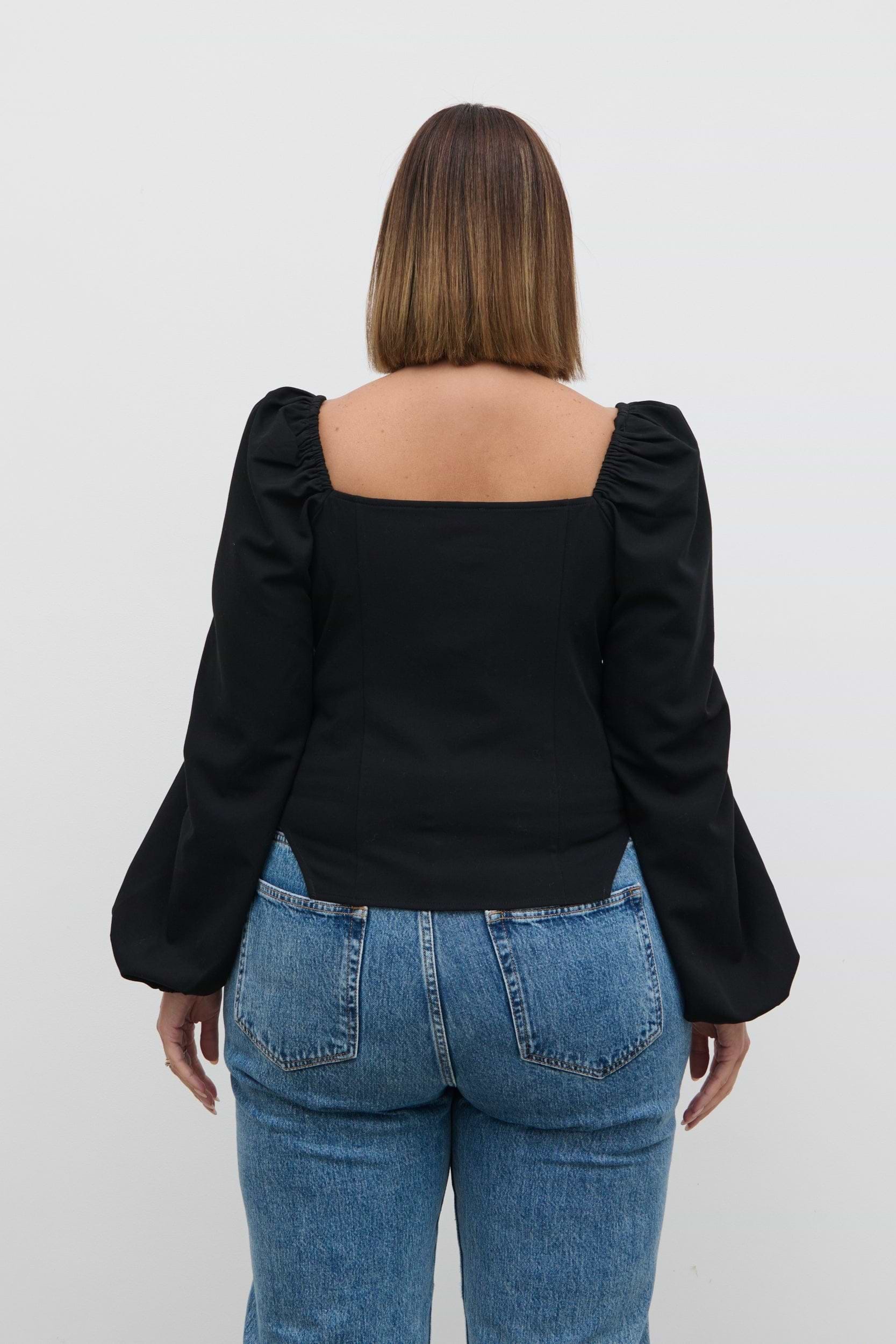 Jemima Exaggerated Bow Top Curve - Black