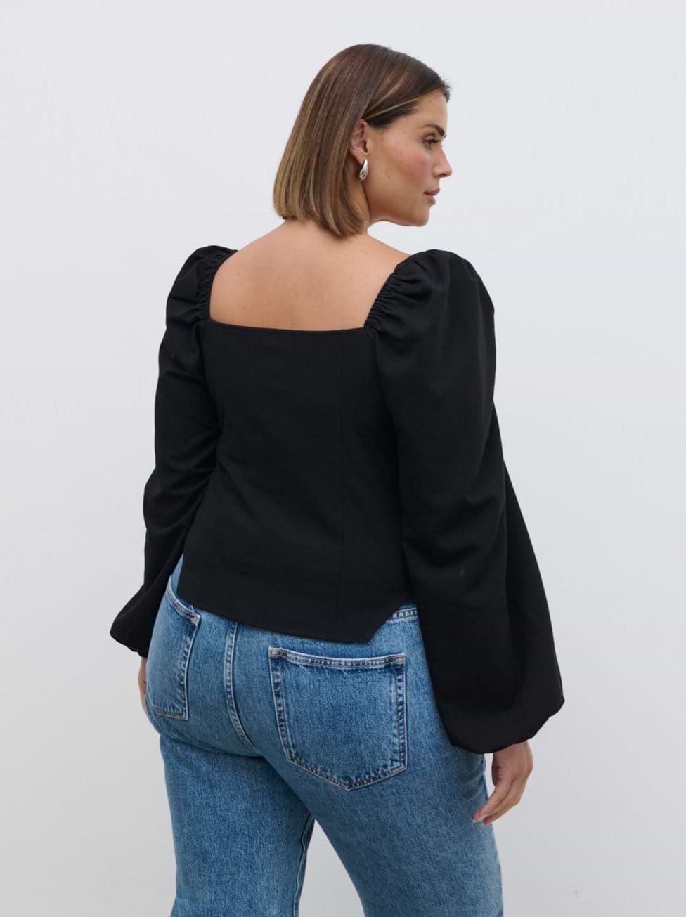 Jemima Exaggerated Bow Top Curve - Black