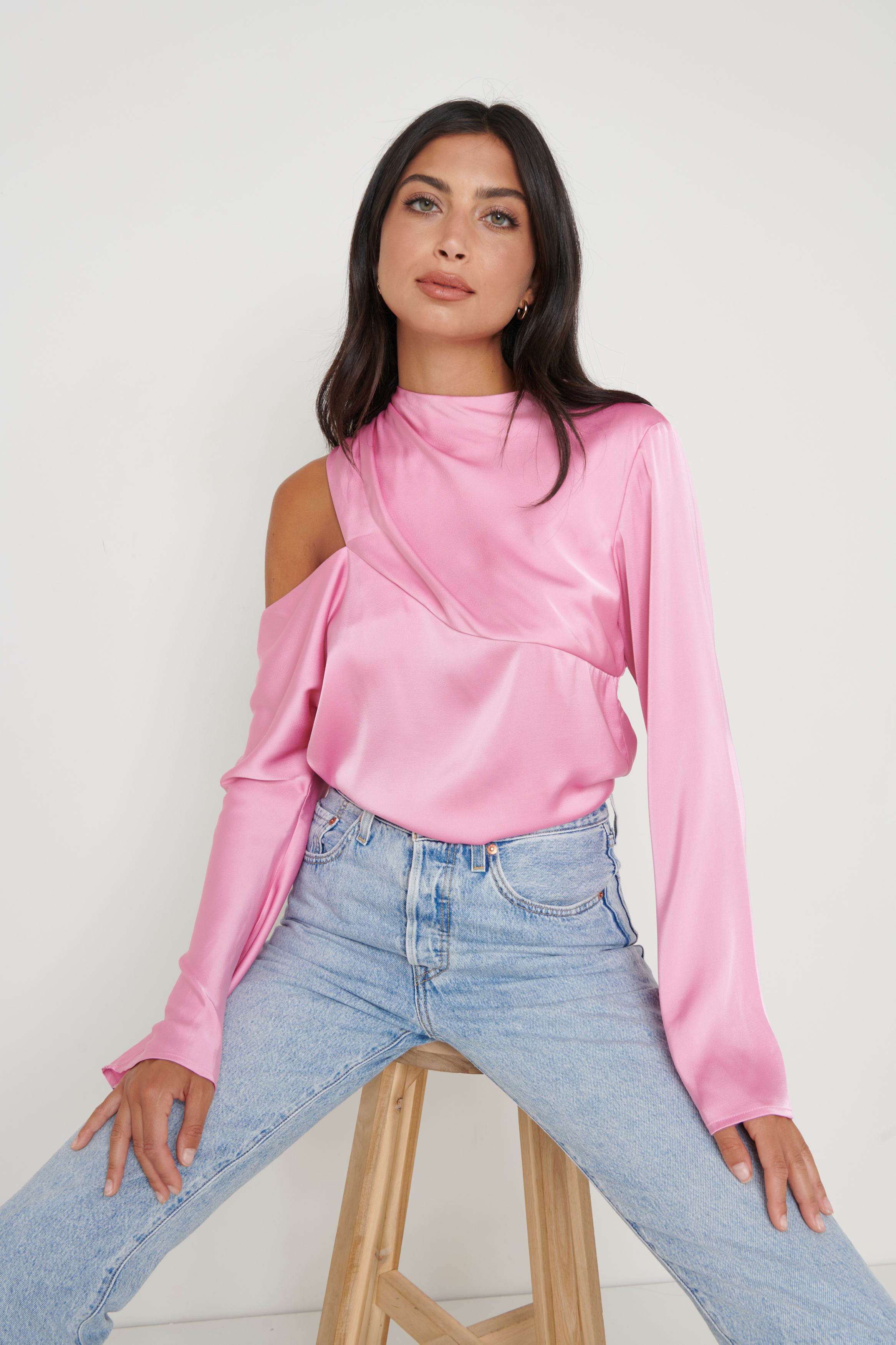 Jett Asymmetric Blouse - Pink