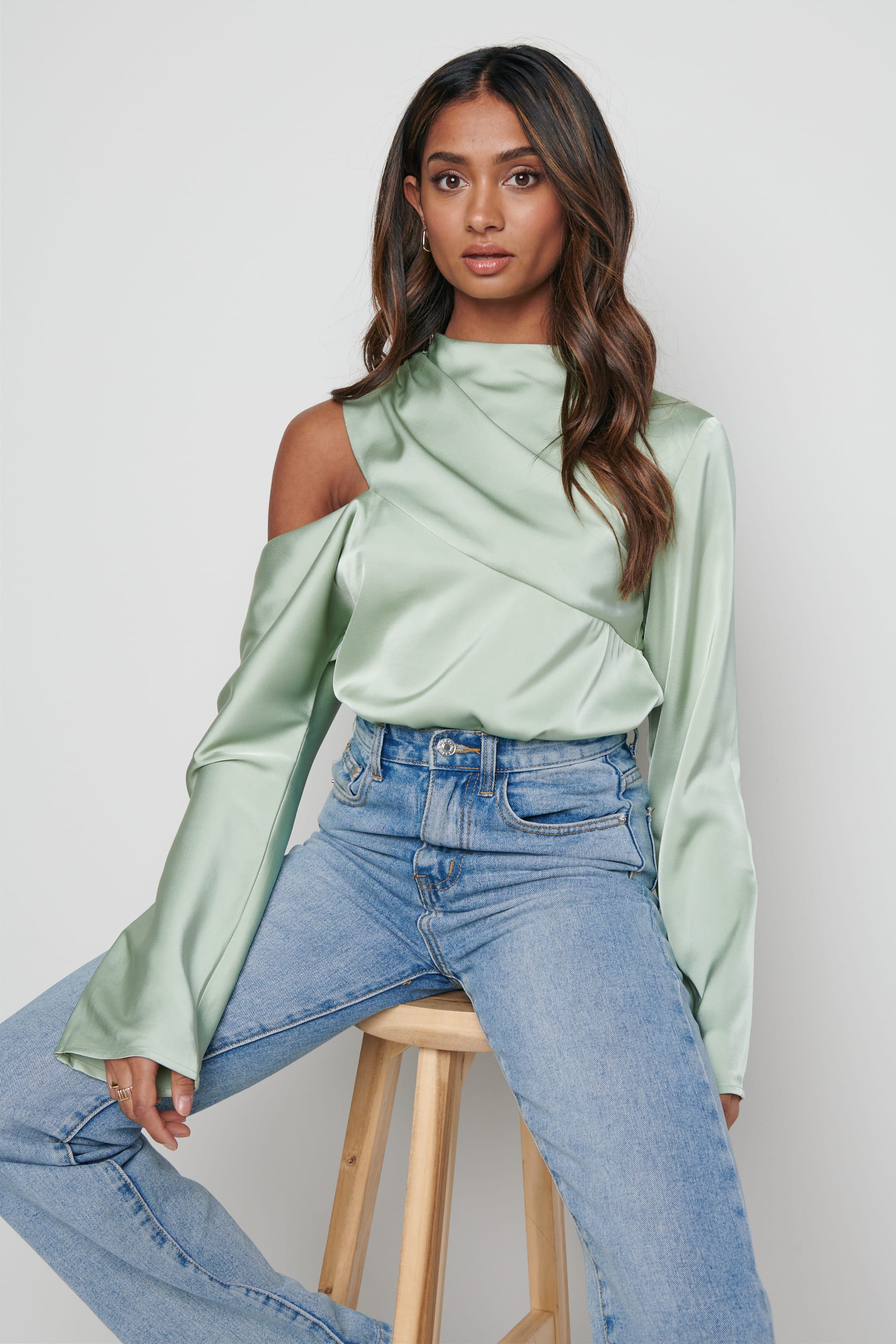 Jett Asymmetric Blouse - Mint