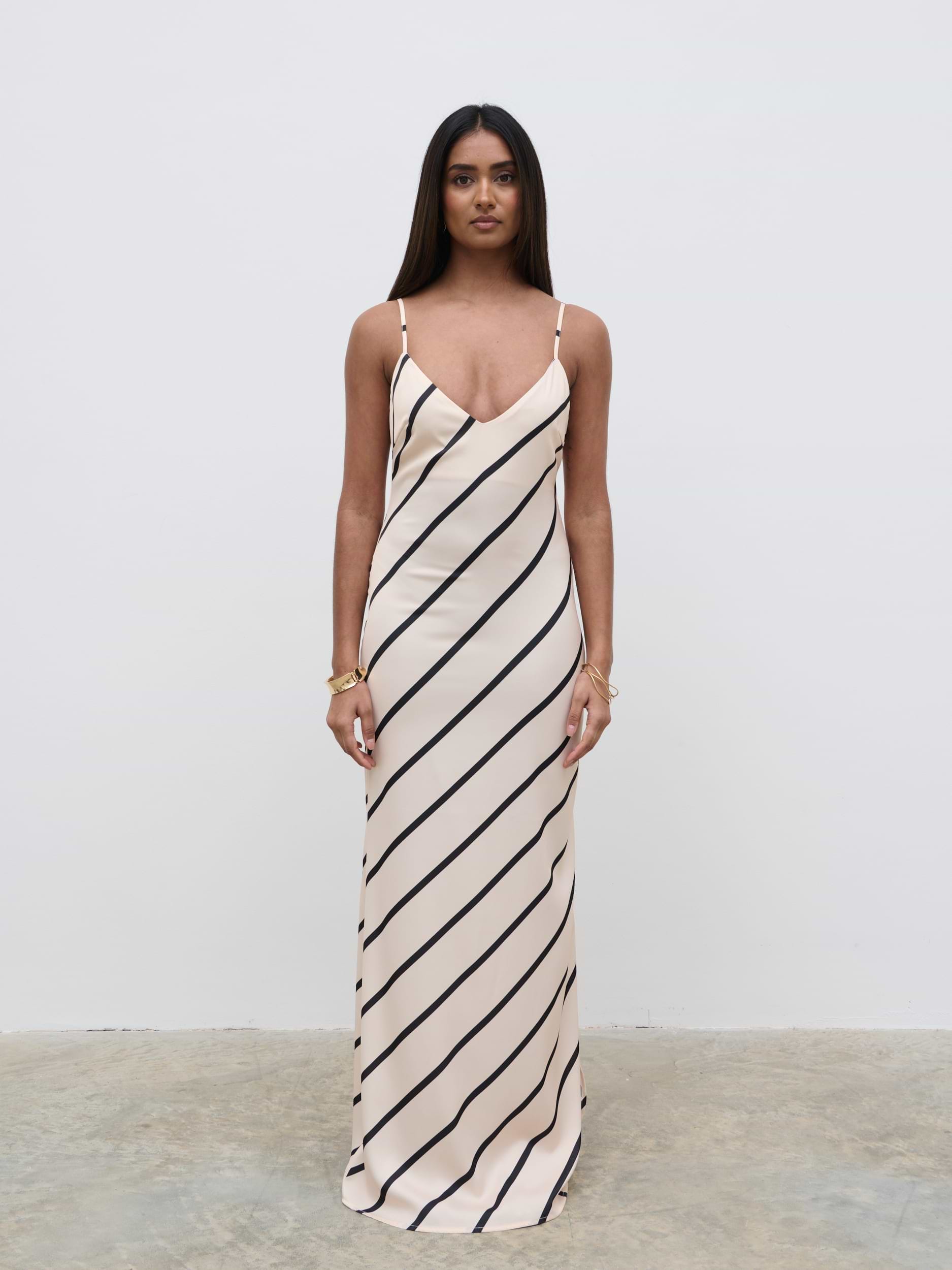 Jodina Maxi Dress - Asymmetric Stripe