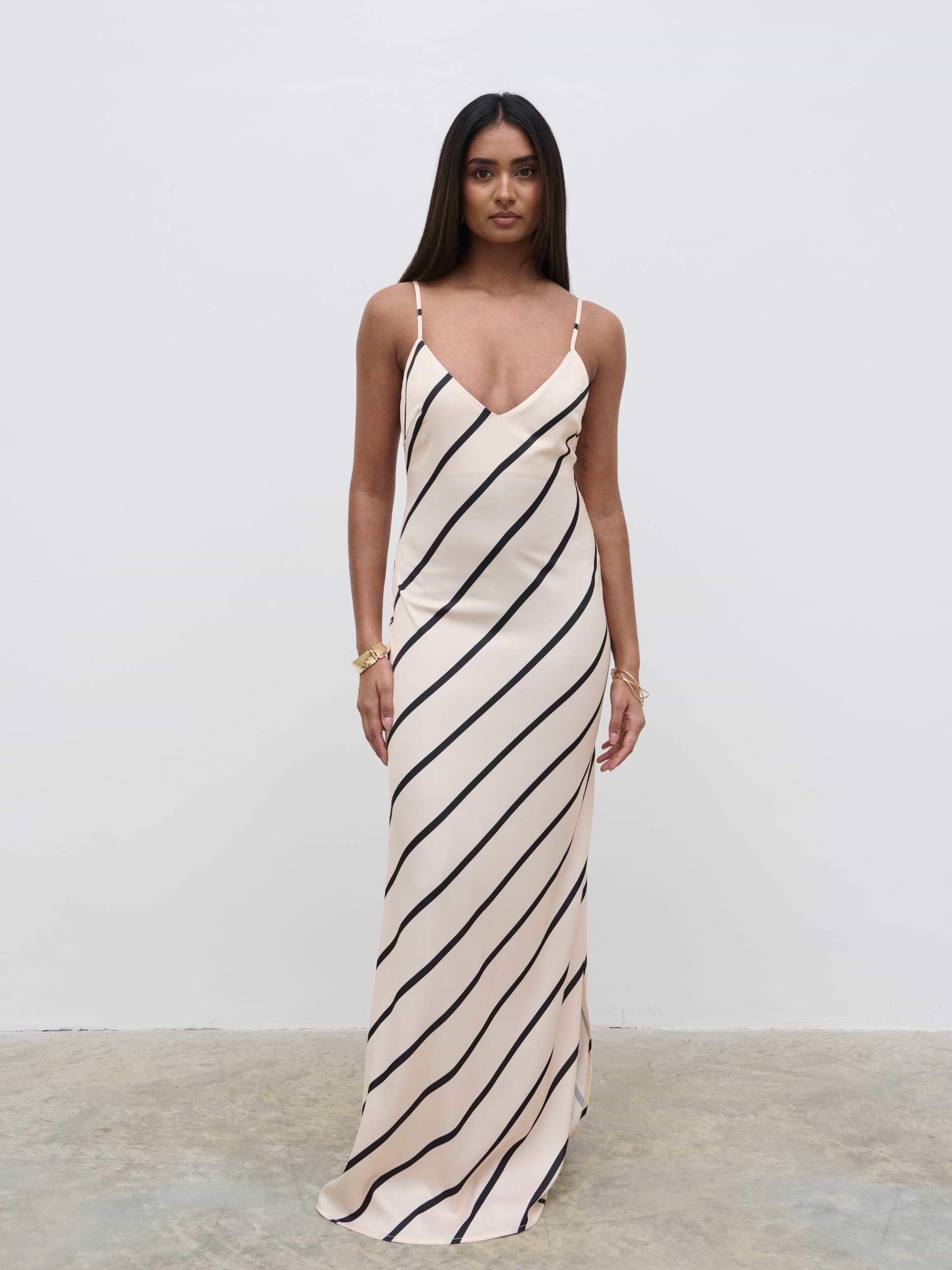 Jodina Maxi Dress - Asymmetric Stripe