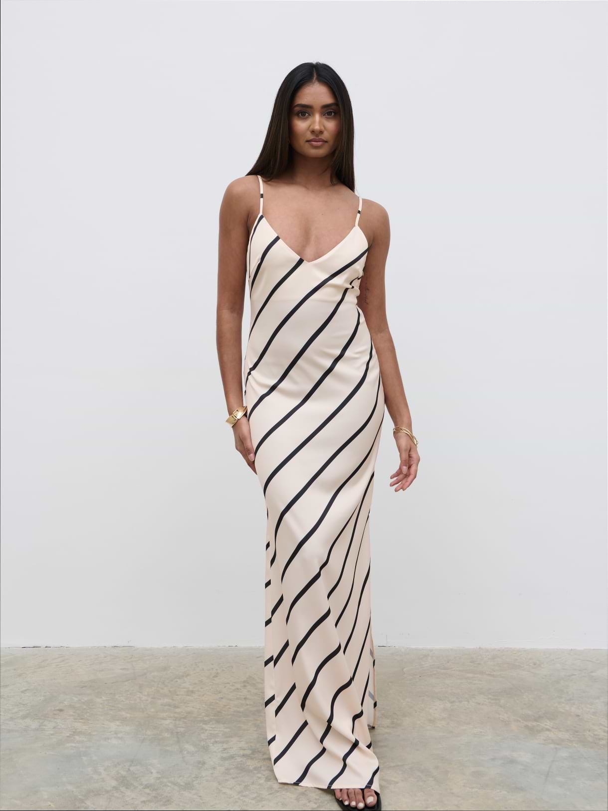 Jodina Maxi Dress - Asymmetric Stripe