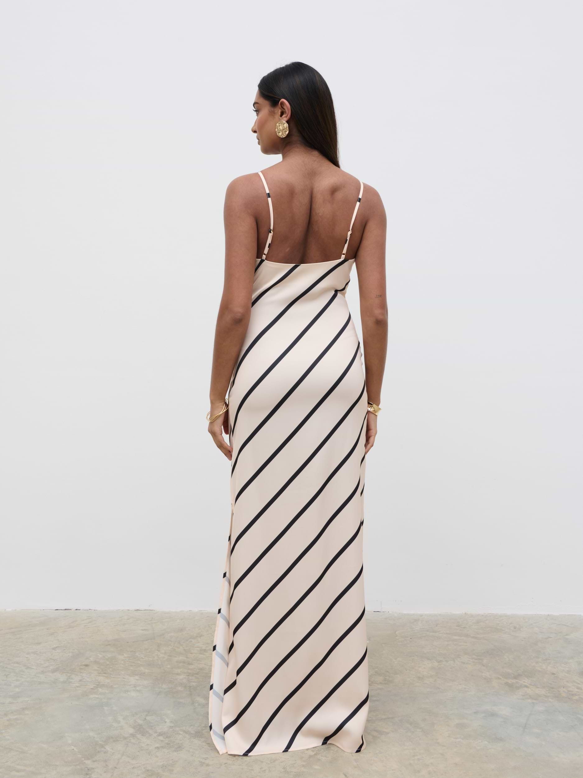 Jodina Maxi Dress - Asymmetric Stripe