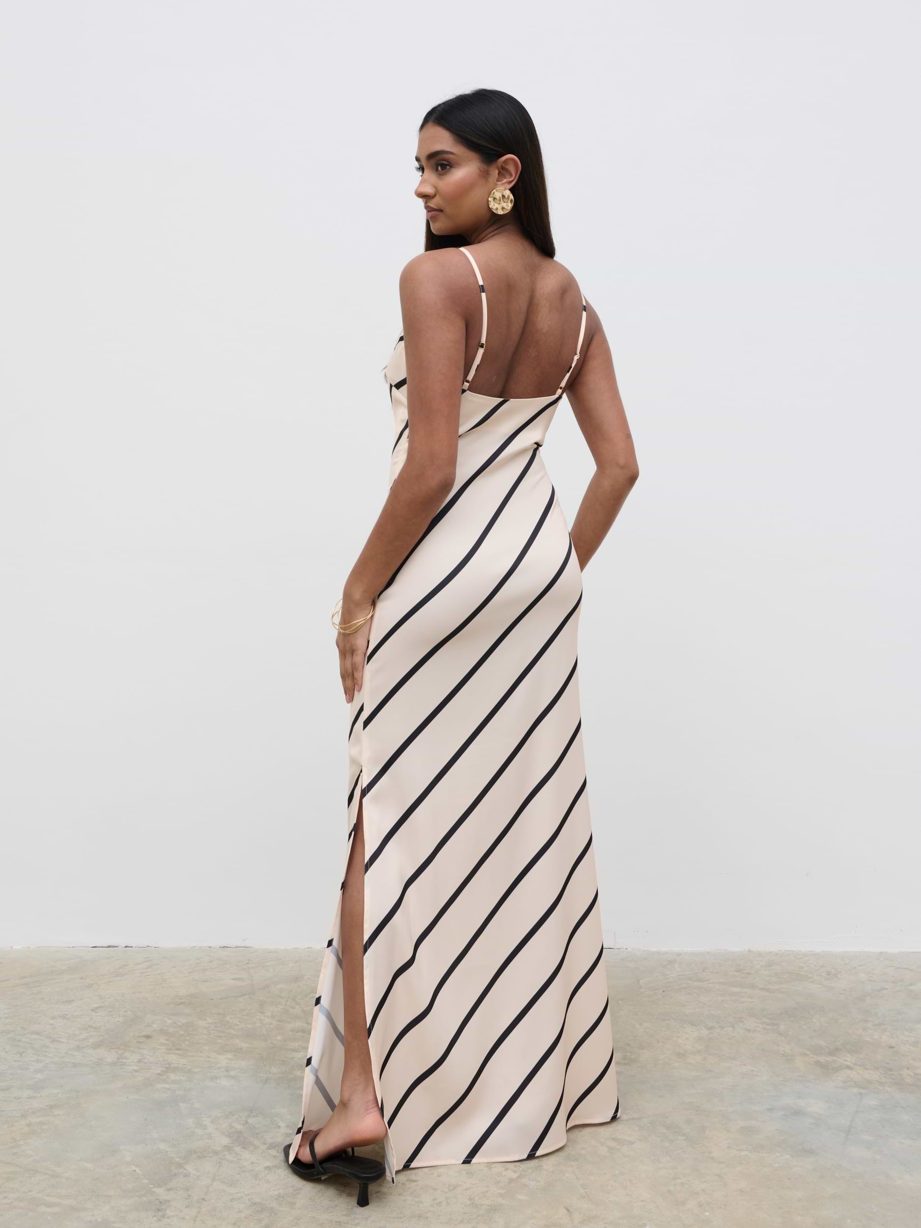 Jodina Maxi Dress - Asymmetric Stripe