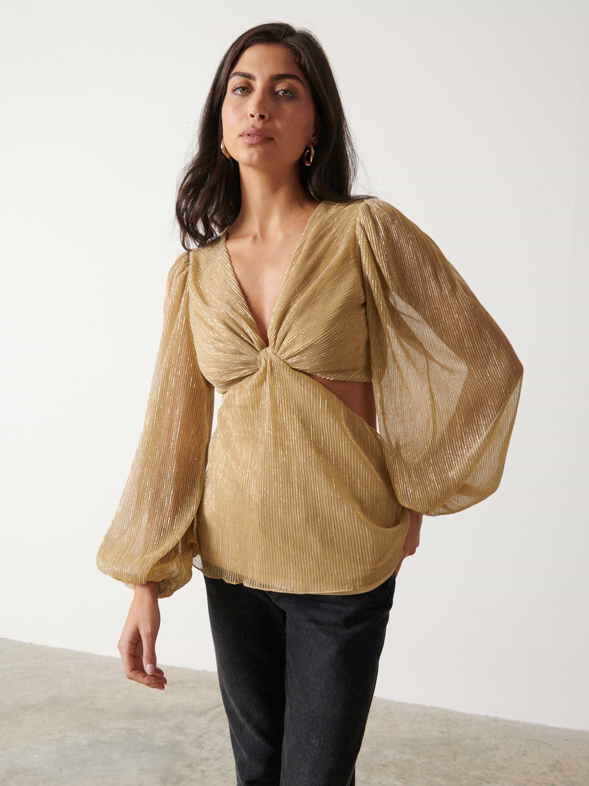 Josie Metallic Blouse - Metallic Gold