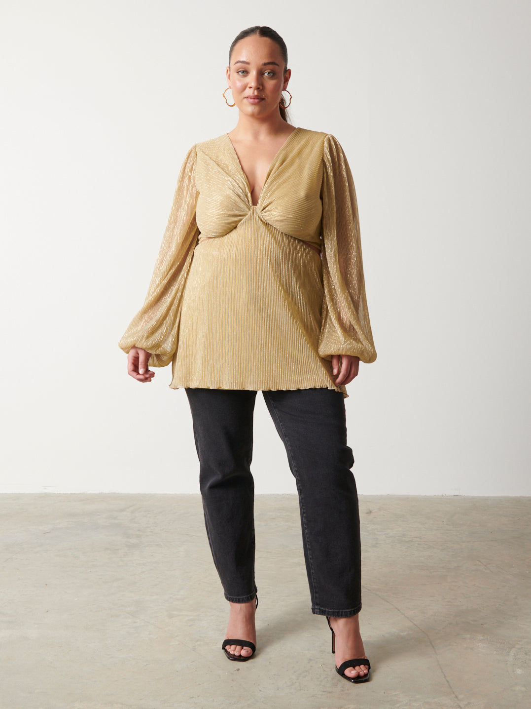 Josie Metallic Blouse Curve - Metallic Gold