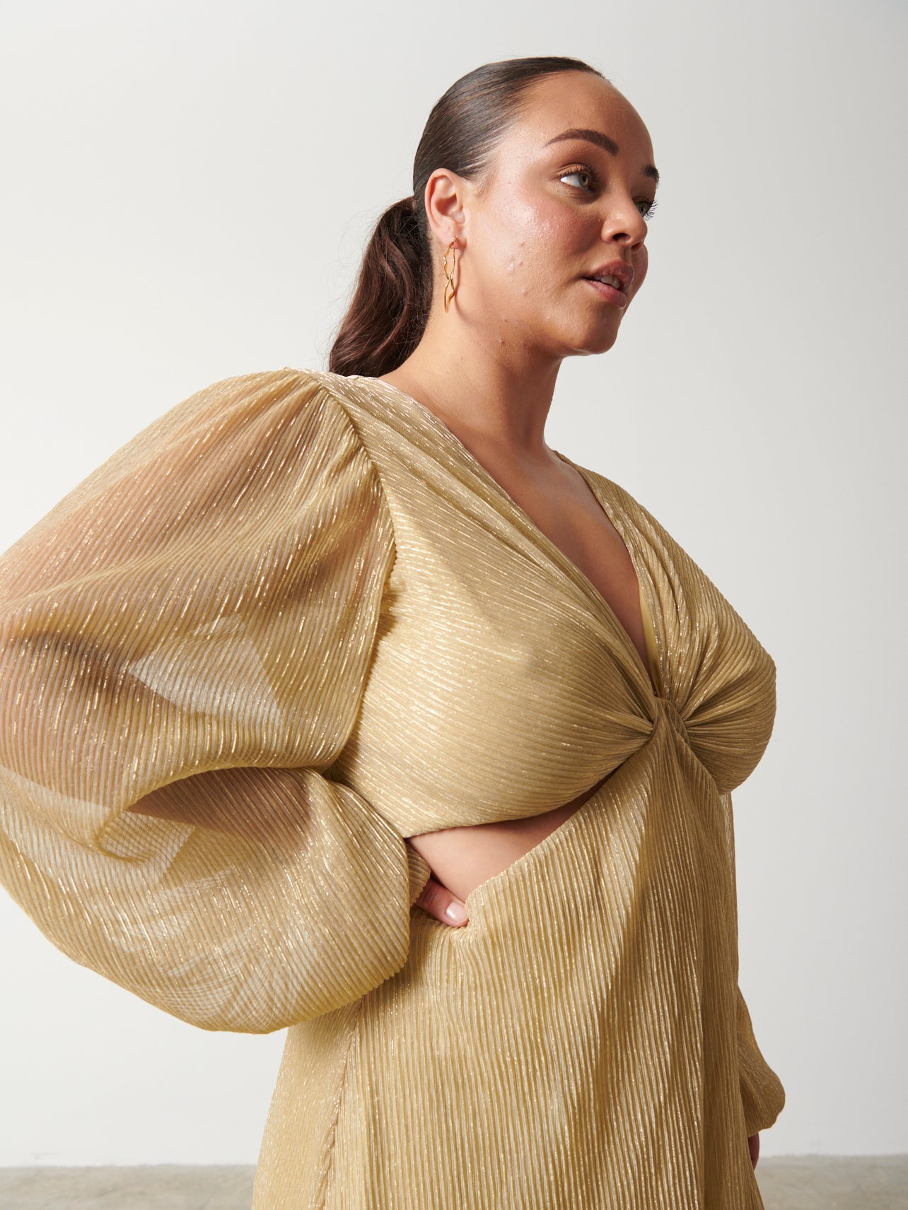 Josie Metallic Blouse Curve - Metallic Gold
