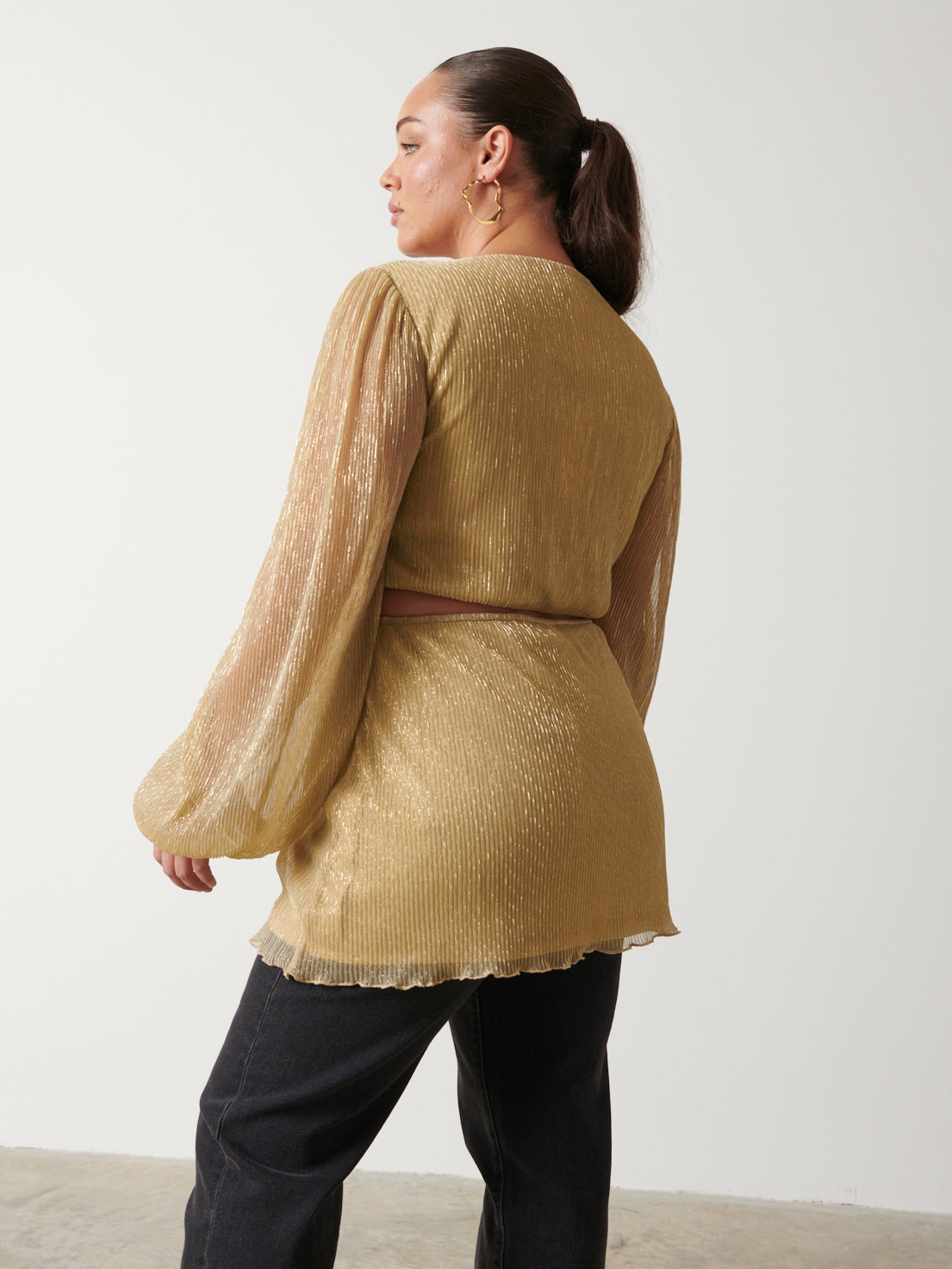 Josie Metallic Blouse Curve - Metallic Gold