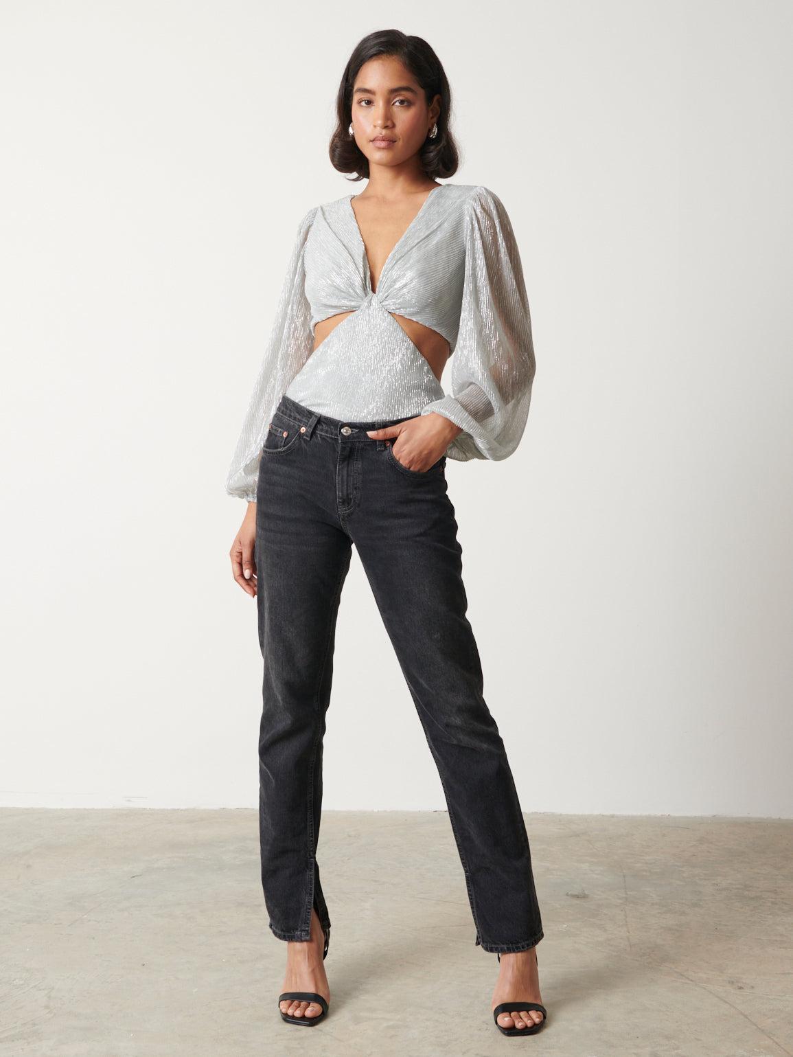 Josie Metallic Blouse - Silver