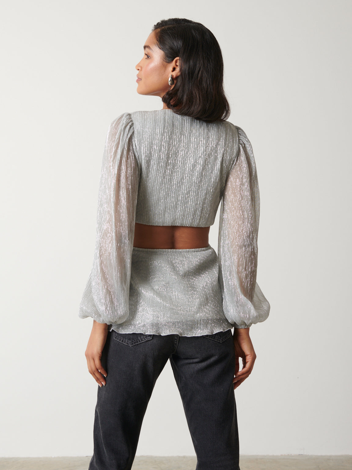 Josie Metallic Blouse - Silver