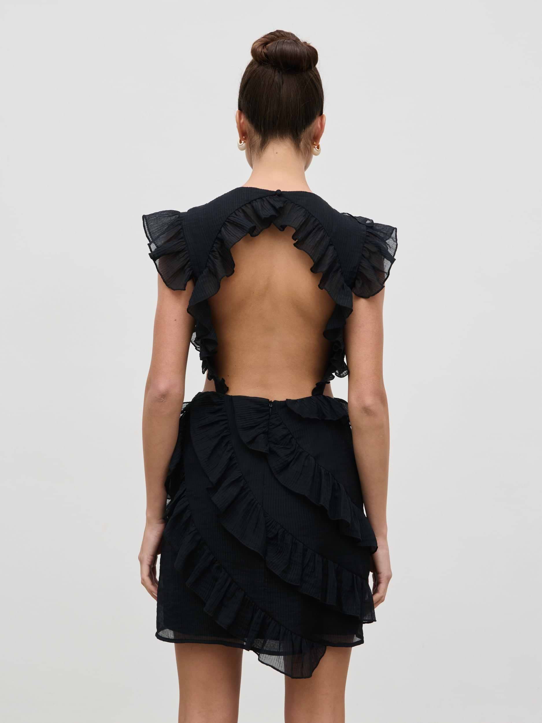 Joss Ruffle Mini Dress - Black