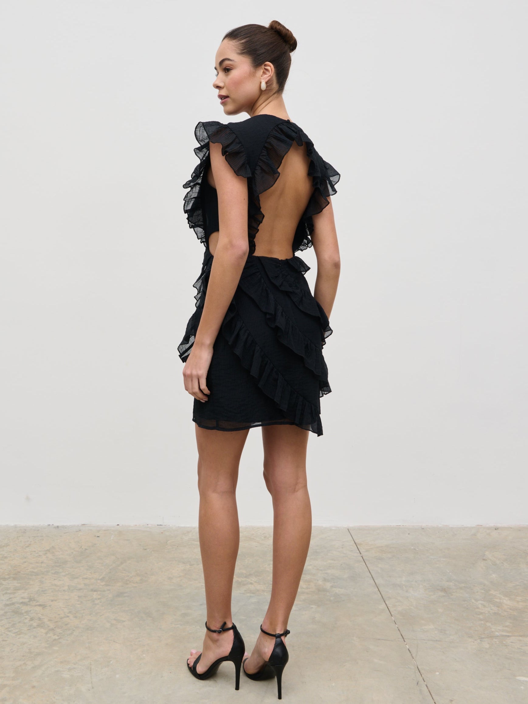 Joss Ruffle Mini Dress - Black