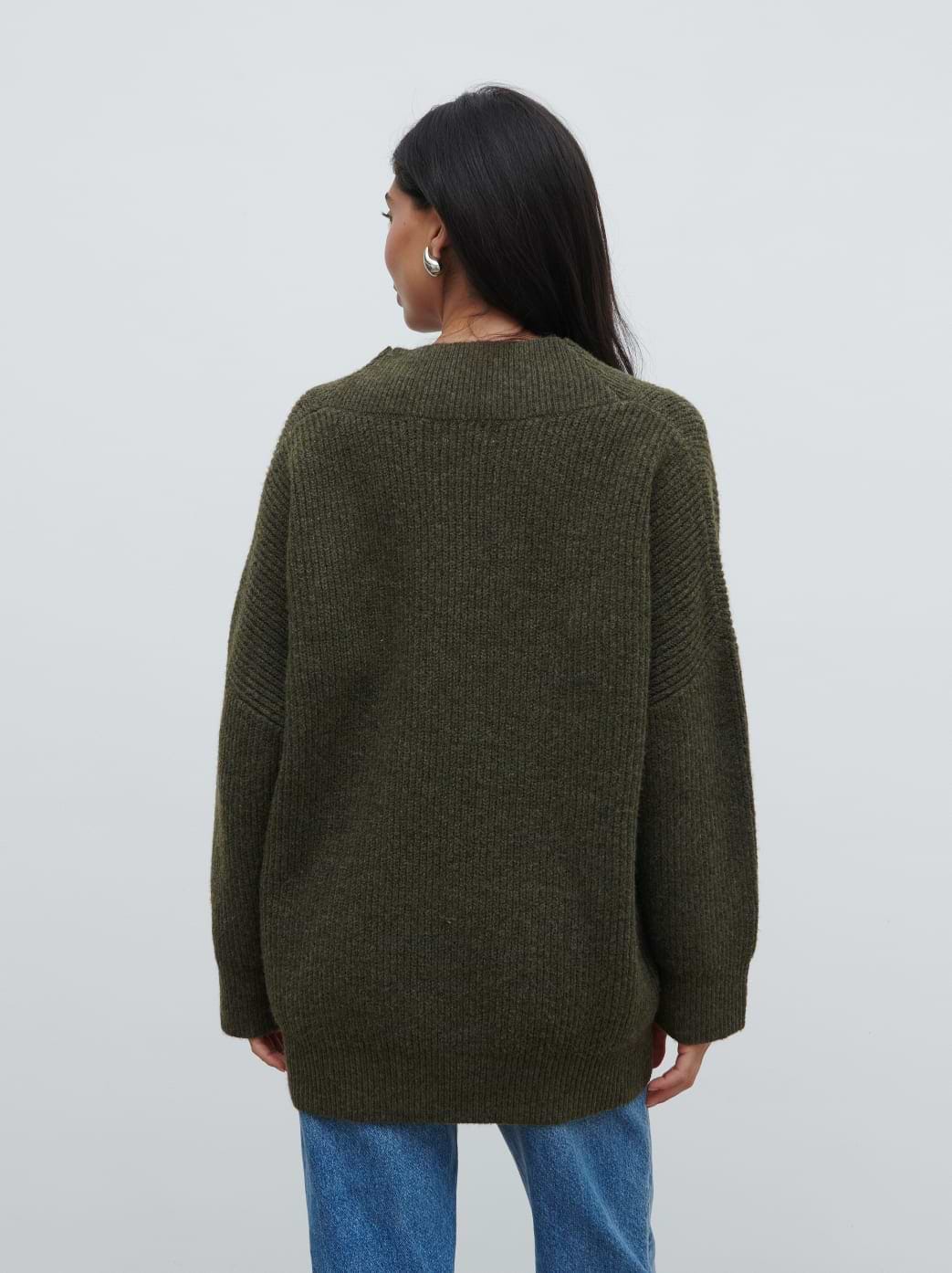 Jovie Oversized Rib Knit Jumper - Dark Olive