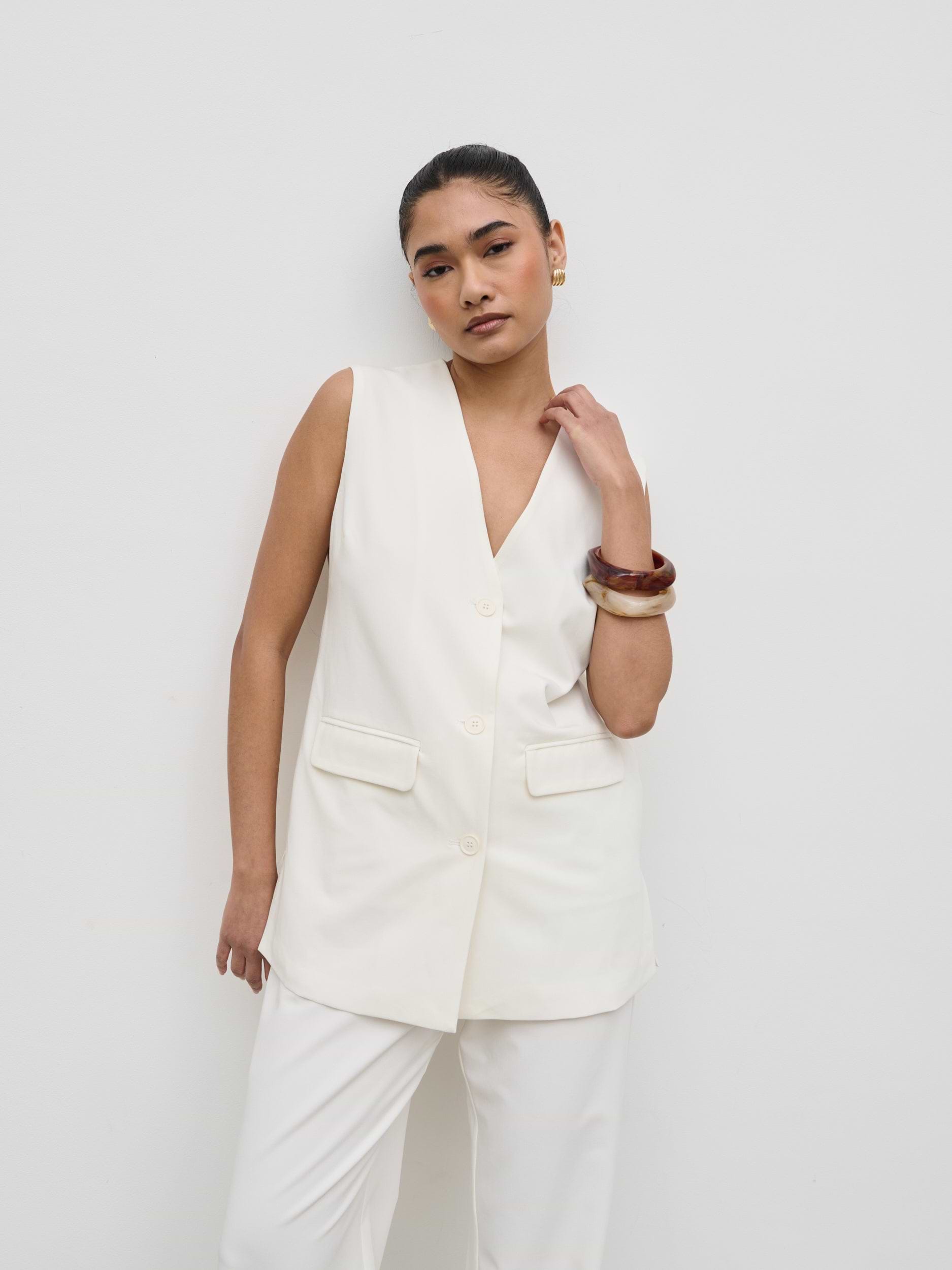 Harlee Sleeveless Waistcoat - Cream