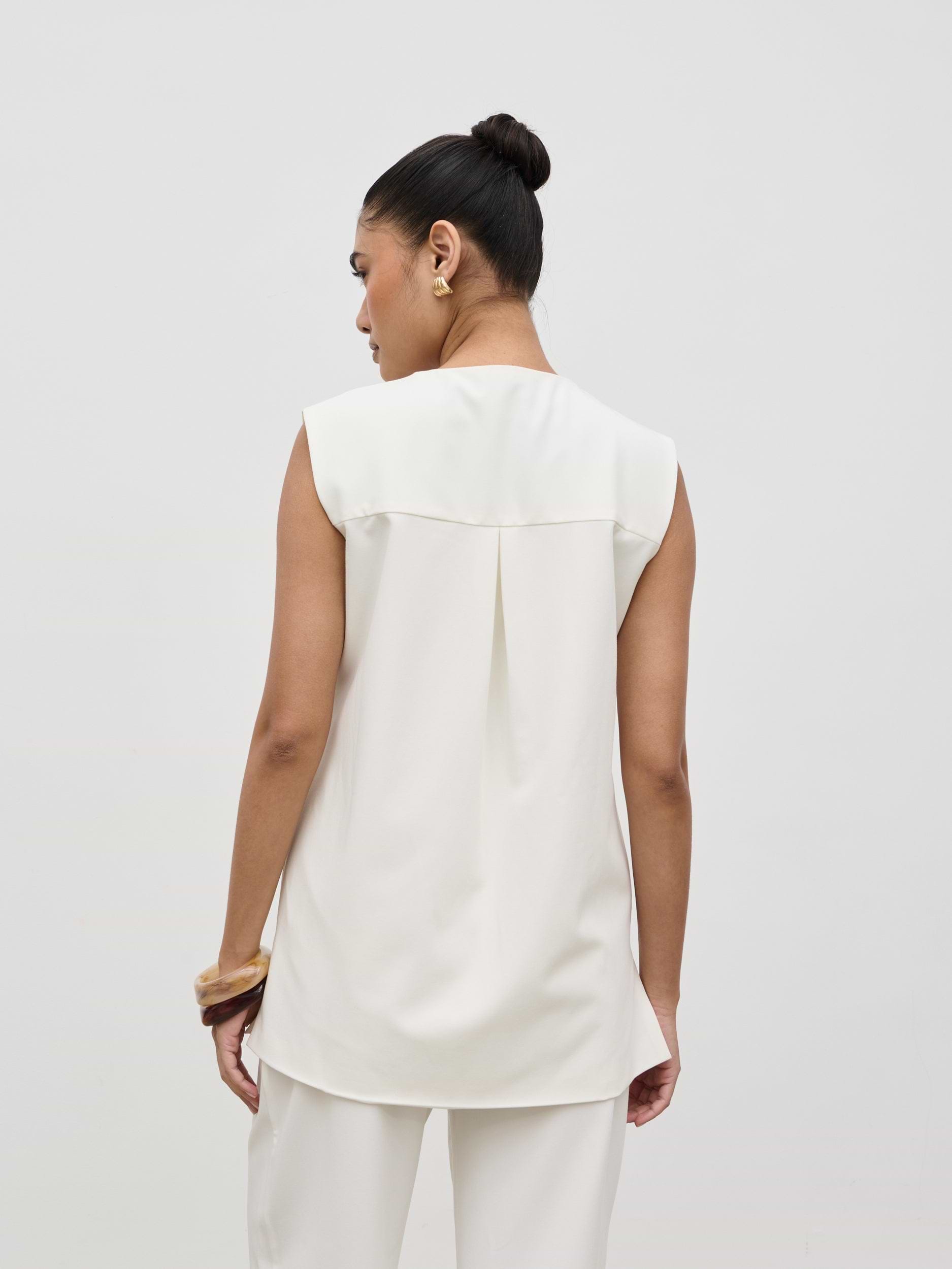 Harlee Sleeveless Waistcoat - Cream