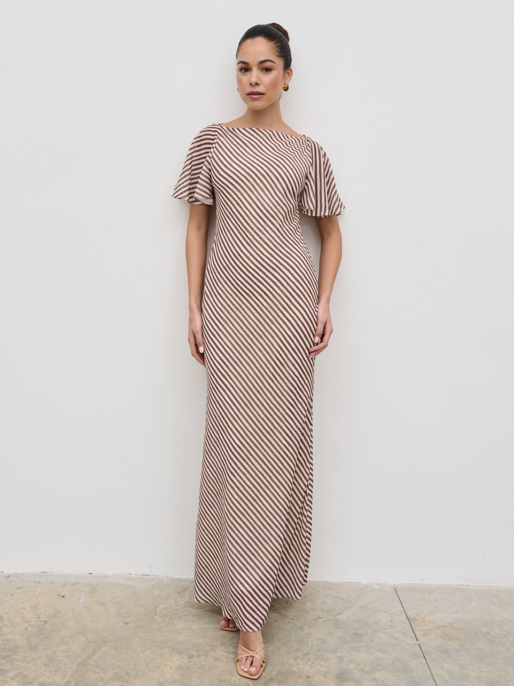 Jules Maxi Dress - Brown and Cream Stripe