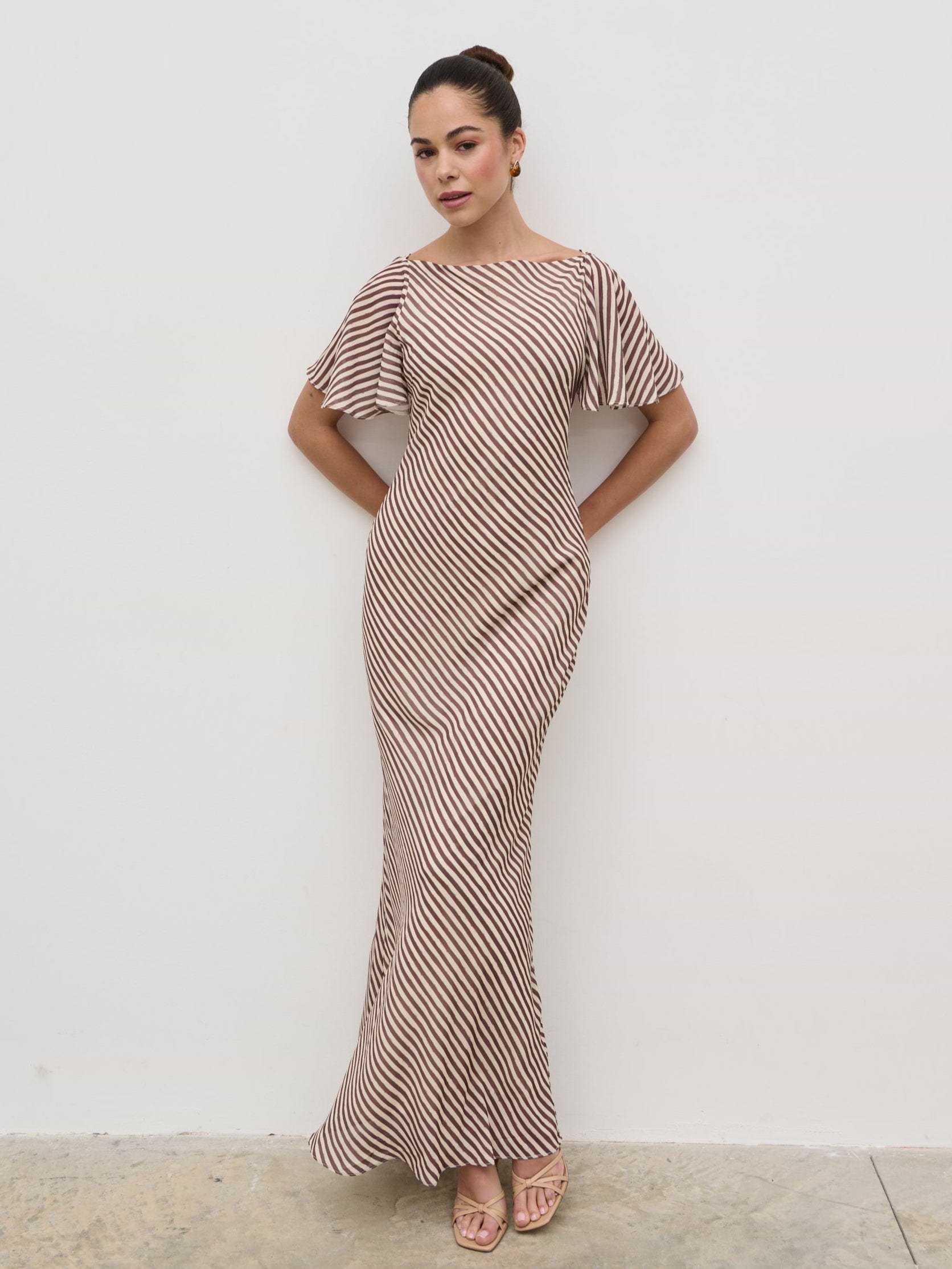 Jules Maxi Dress - Brown and Cream Stripe
