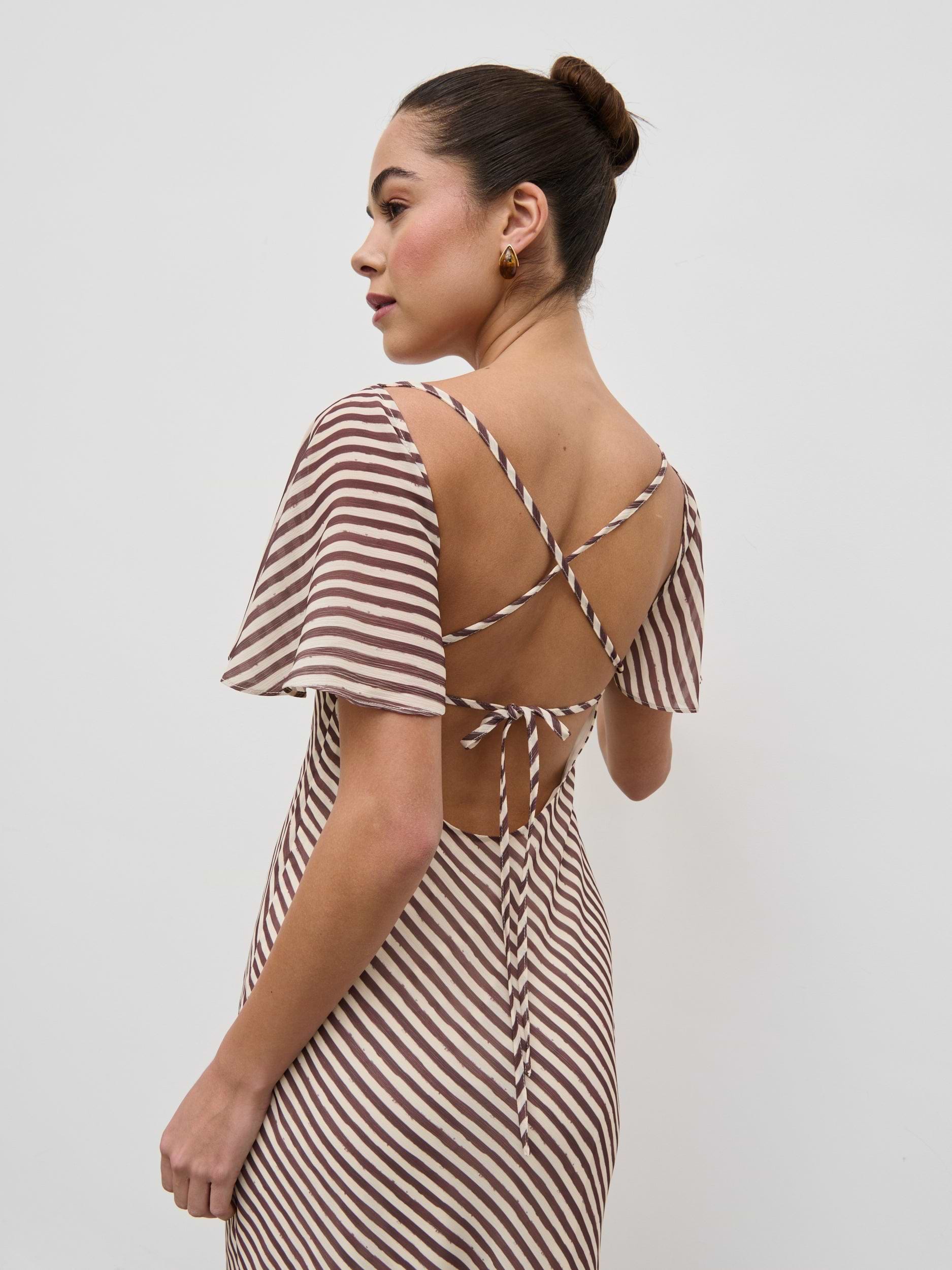 Jules Maxi Dress - Brown and Cream Stripe