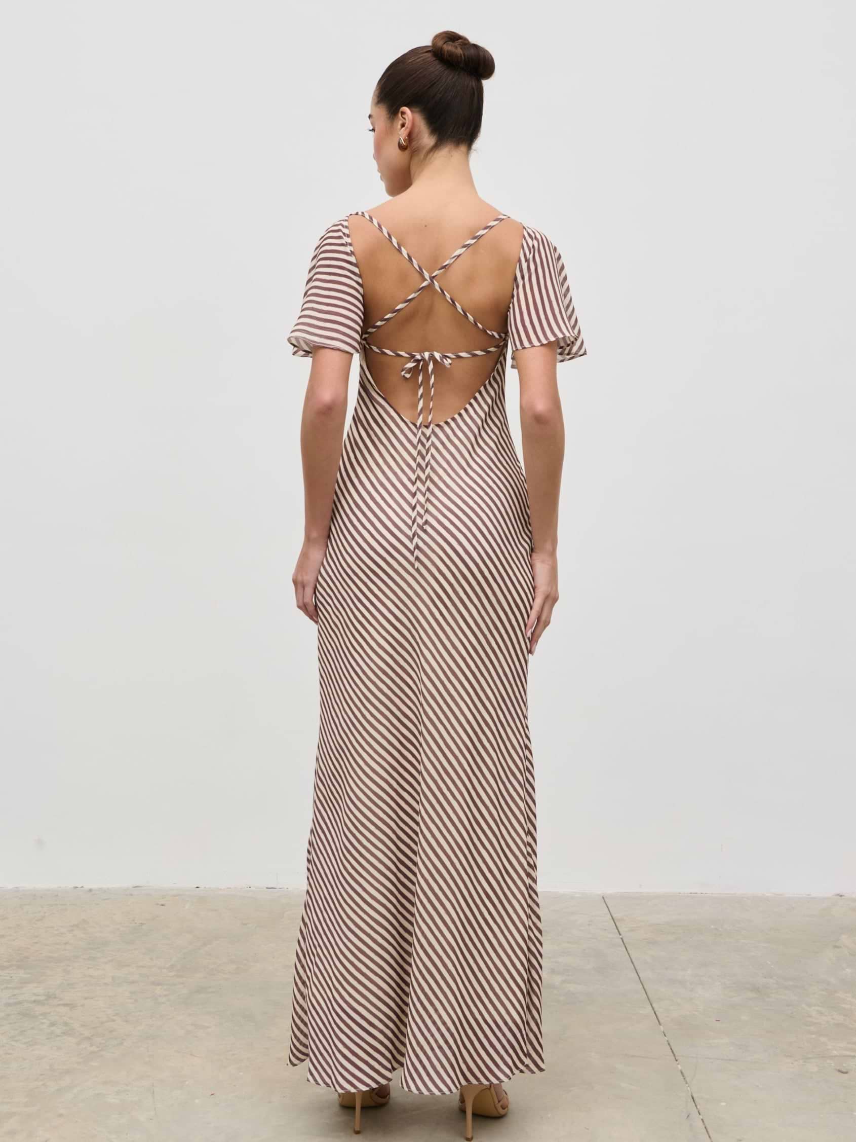 Jules Maxi Dress - Brown and Cream Stripe