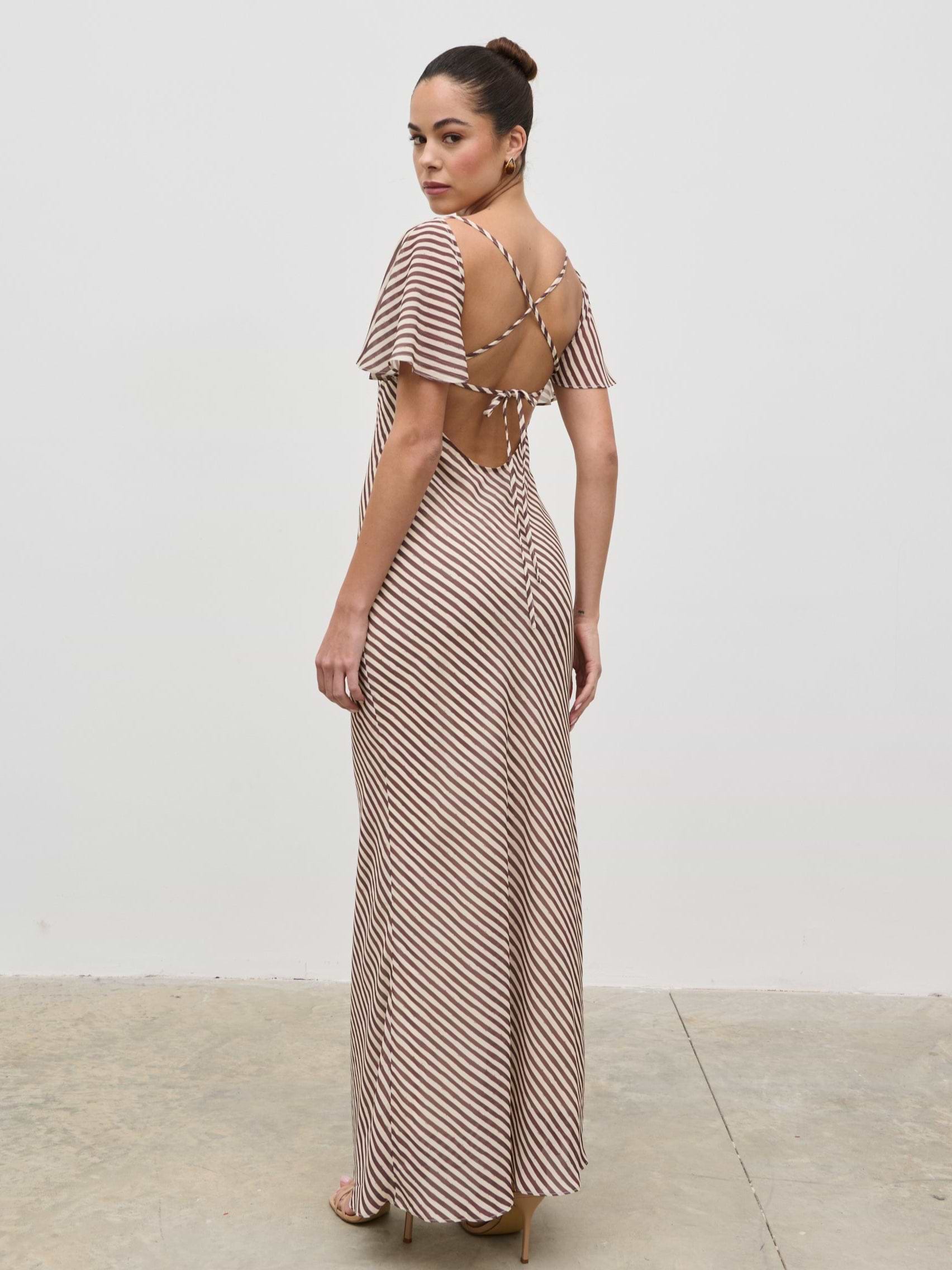 Jules Maxi Dress - Brown and Cream Stripe