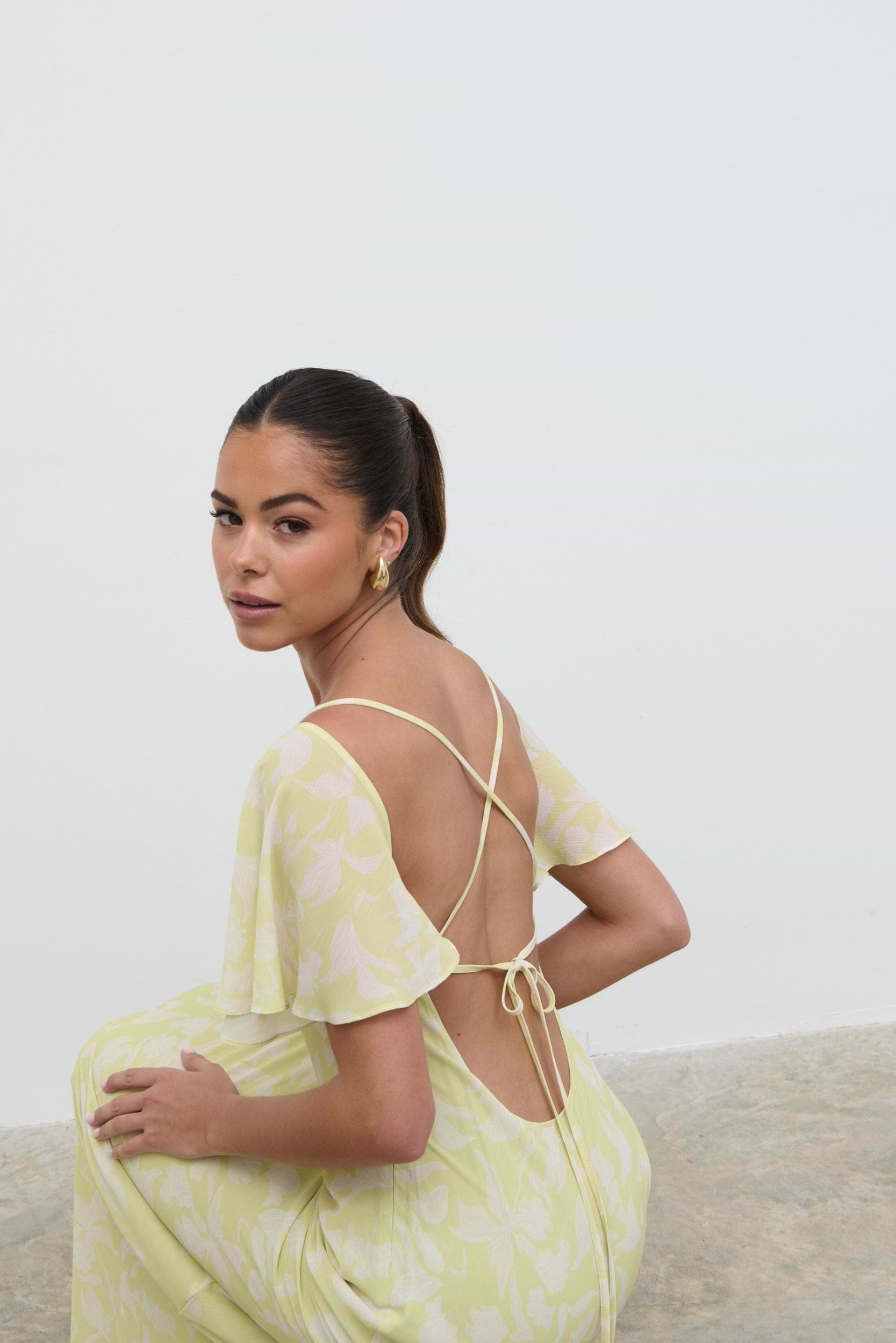 Jules Maxi Dress - Pear Sorbet Botanic