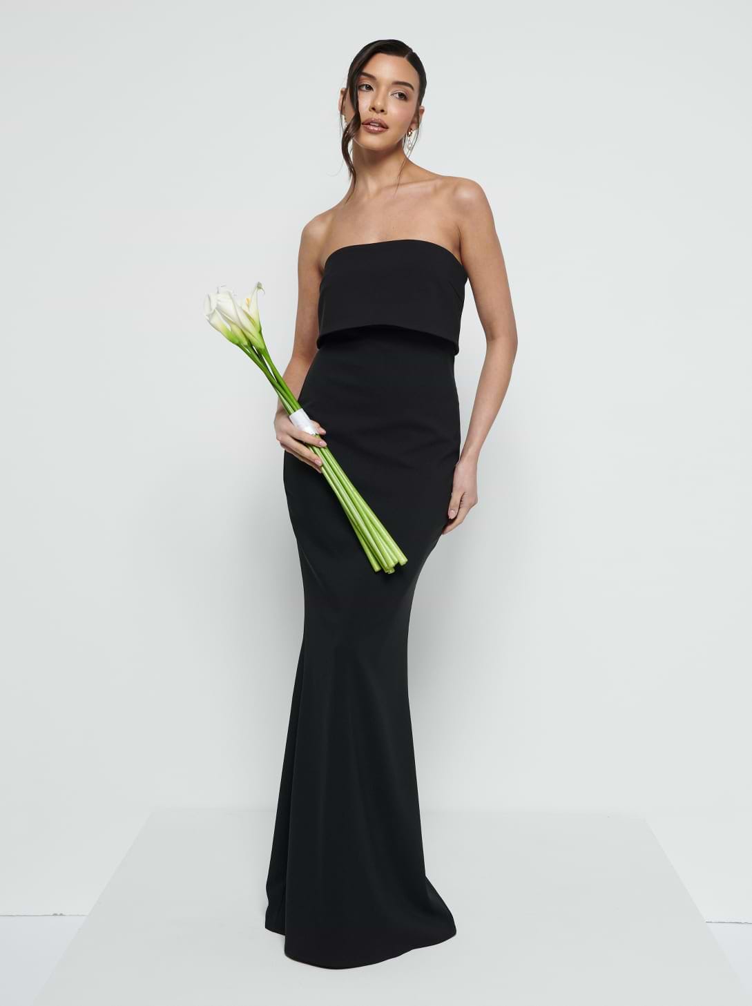 Julia Crepe Maxi Bridesmaid Dress - Black
