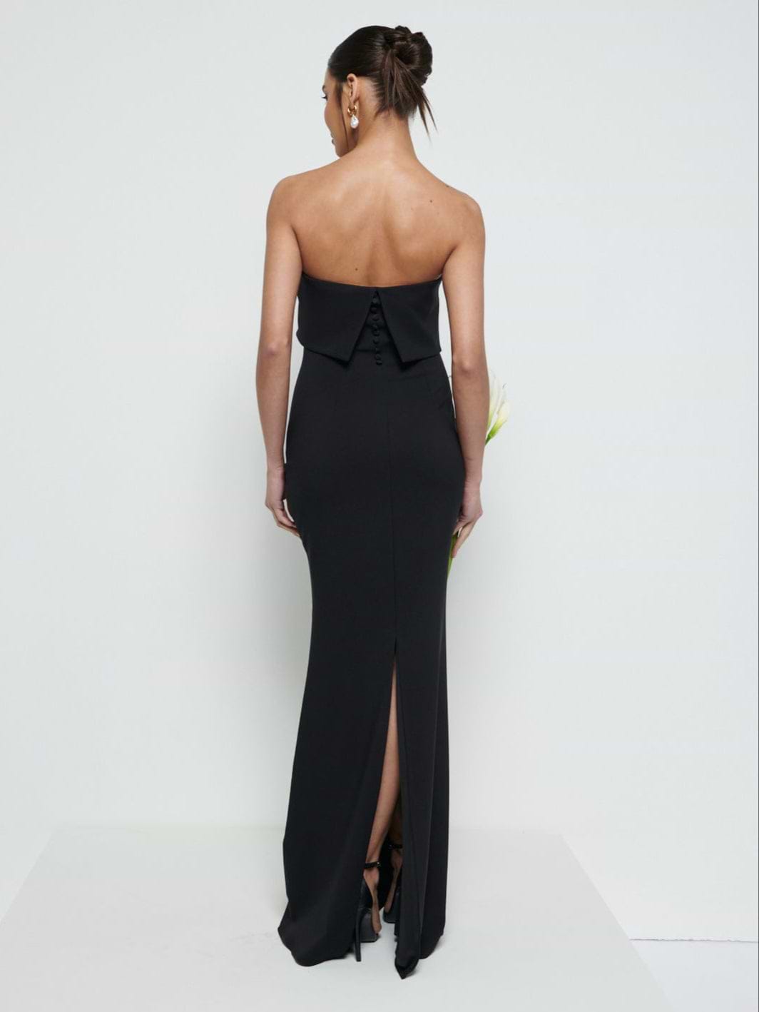 Julia Crepe Maxi Bridesmaid Dress - Black