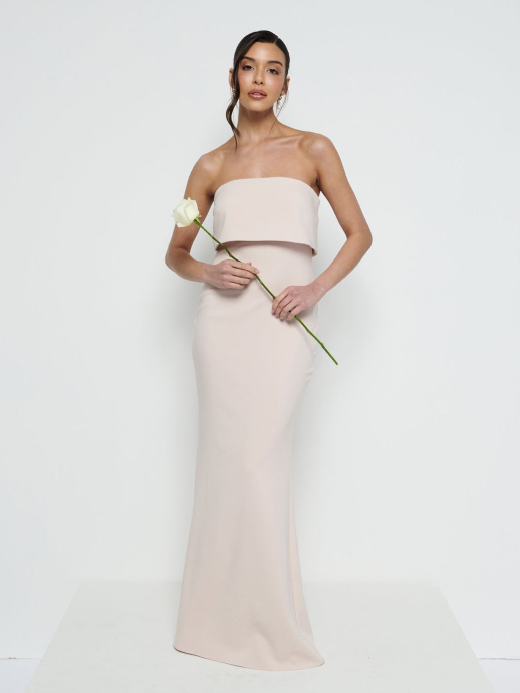 Julia Crepe Maxi Bridesmaid Dress - Blush