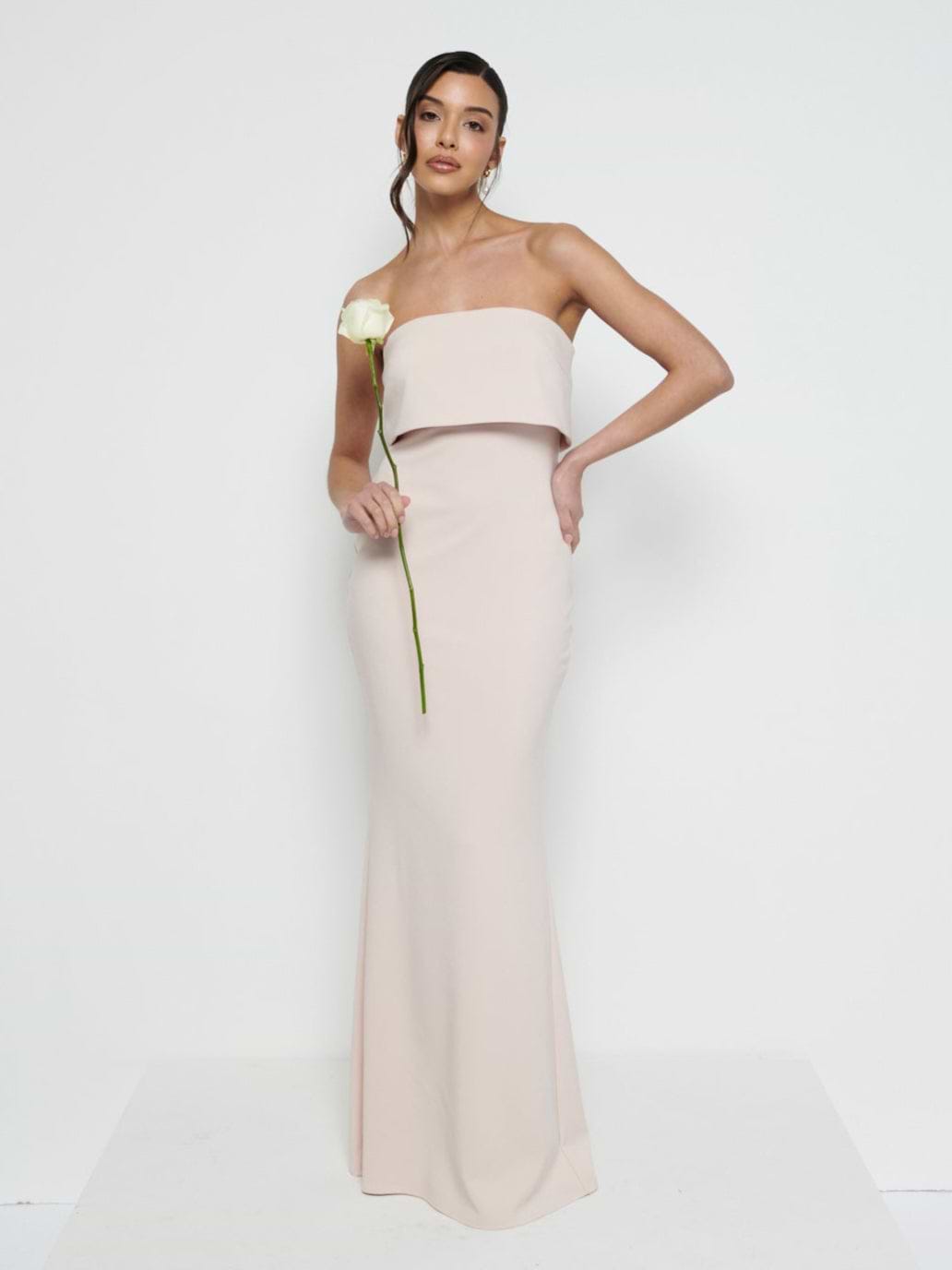 Julia Crepe Maxi Bridesmaid Dress - Blush